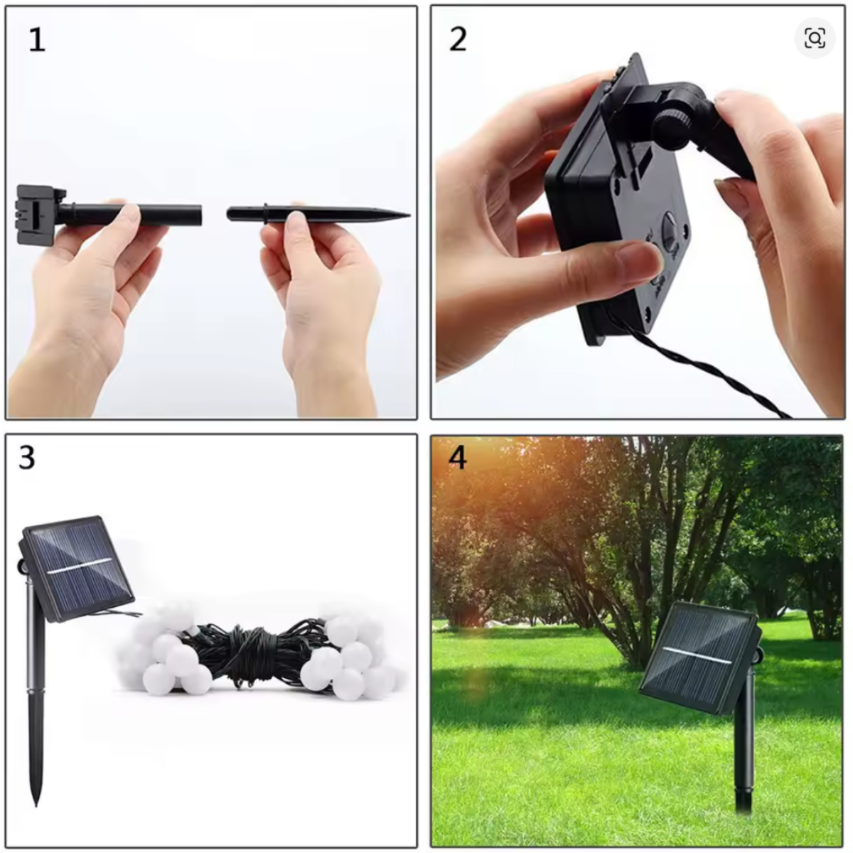 Luz Luces Navidad Recarga Solar 5m Esfera Multicolor-4