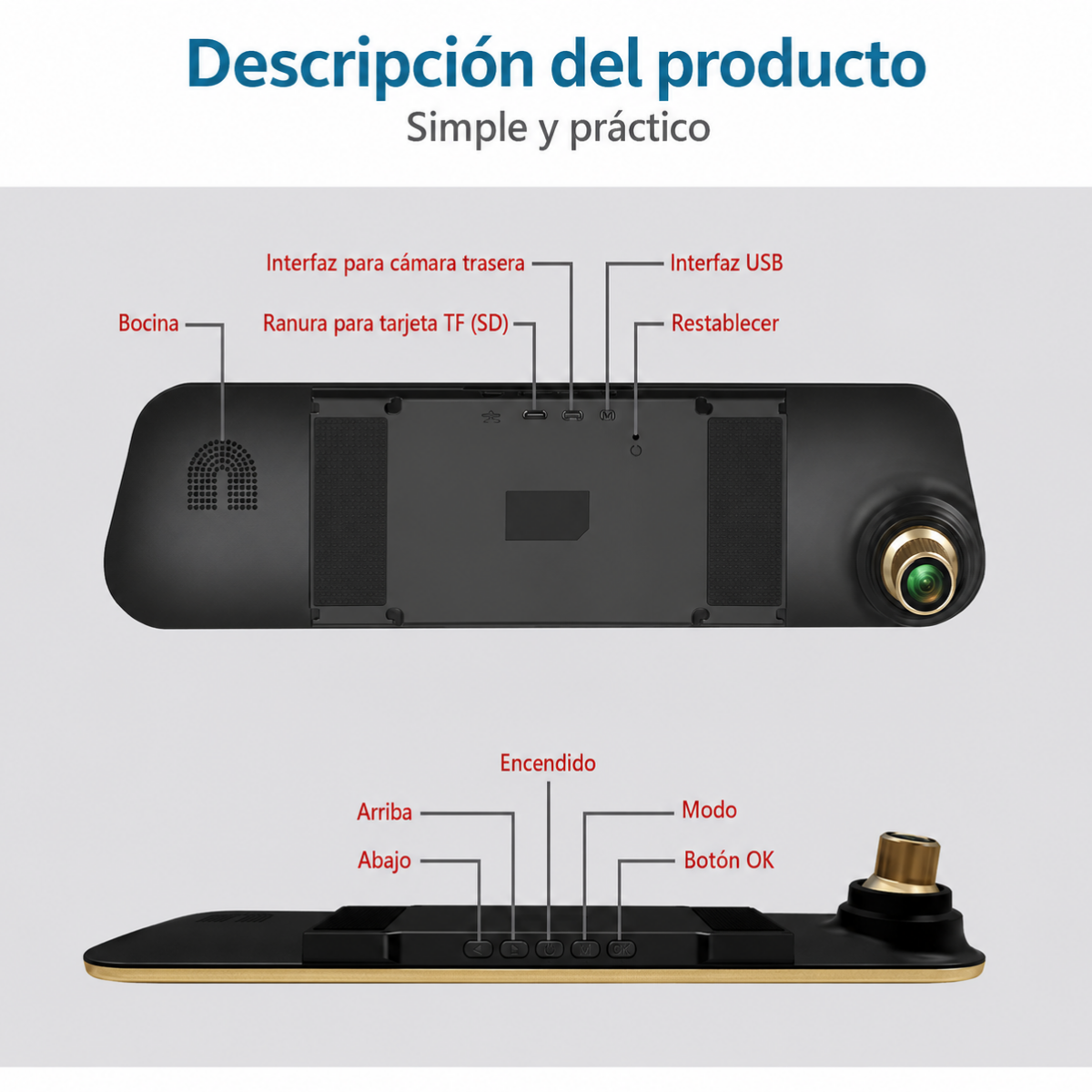 Espejo Retrovisor Con Camara Dvr Full Hd Grabacion Auto-3
