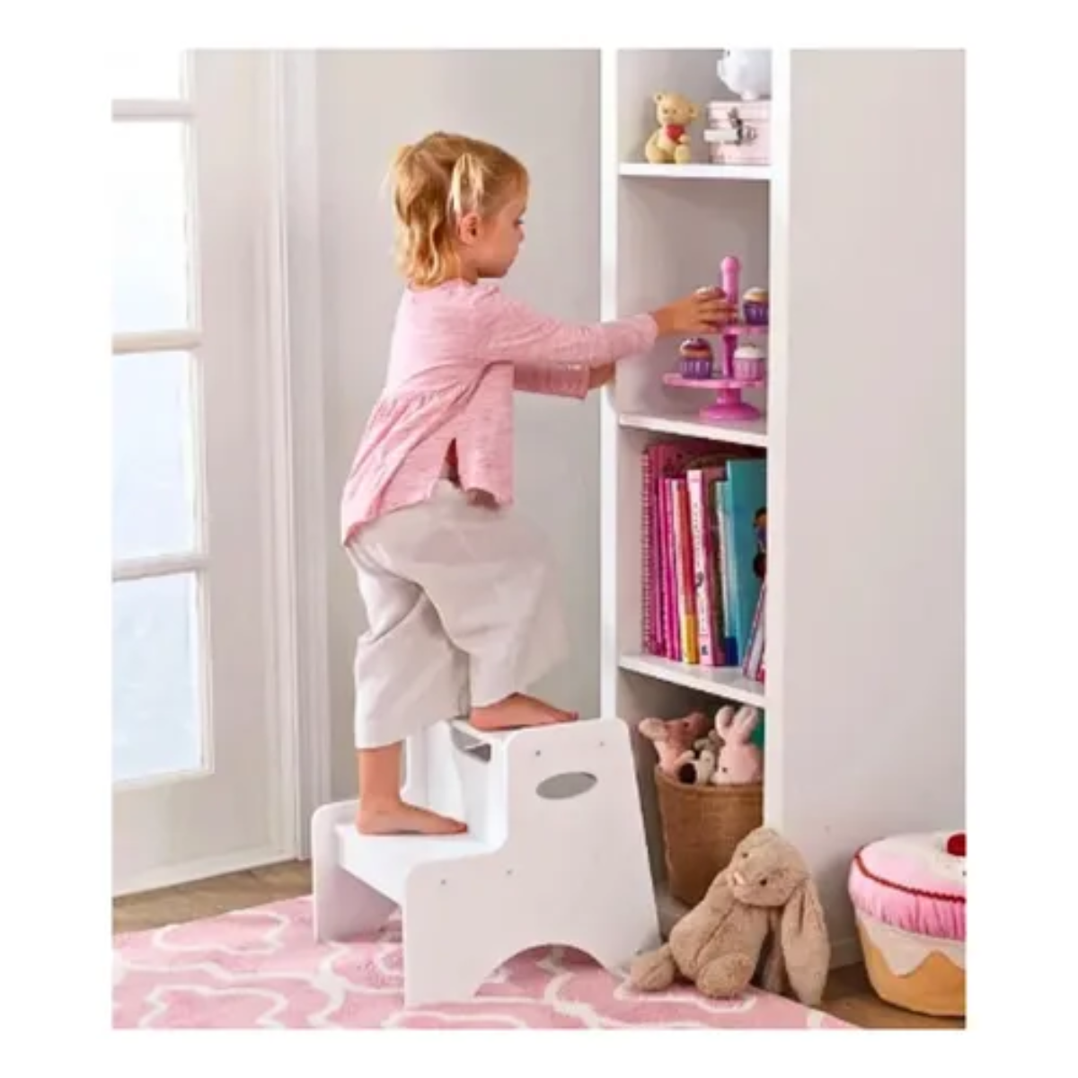 Taburete Alzador De Madera Piso Para Niños 2 Escalones-3