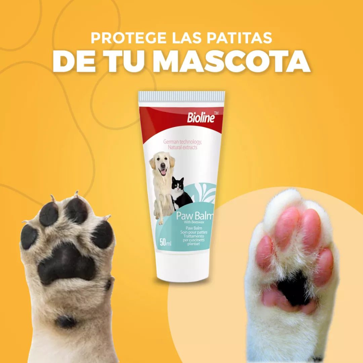 Balsamo Hidratante Patas Perros Gatos Bioline Paw Balm 50g-5
