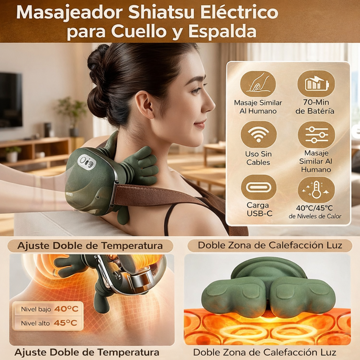 Masajeador De Hombros Y Cuello Electrico Portatil Sensorial-4