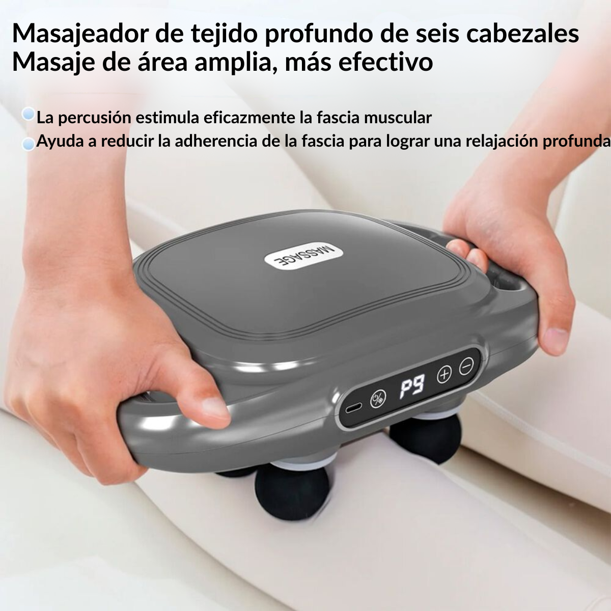 Pistola de Masaje 6 Cabezales Pantalla Lcd Silenciosa y Relajante-4