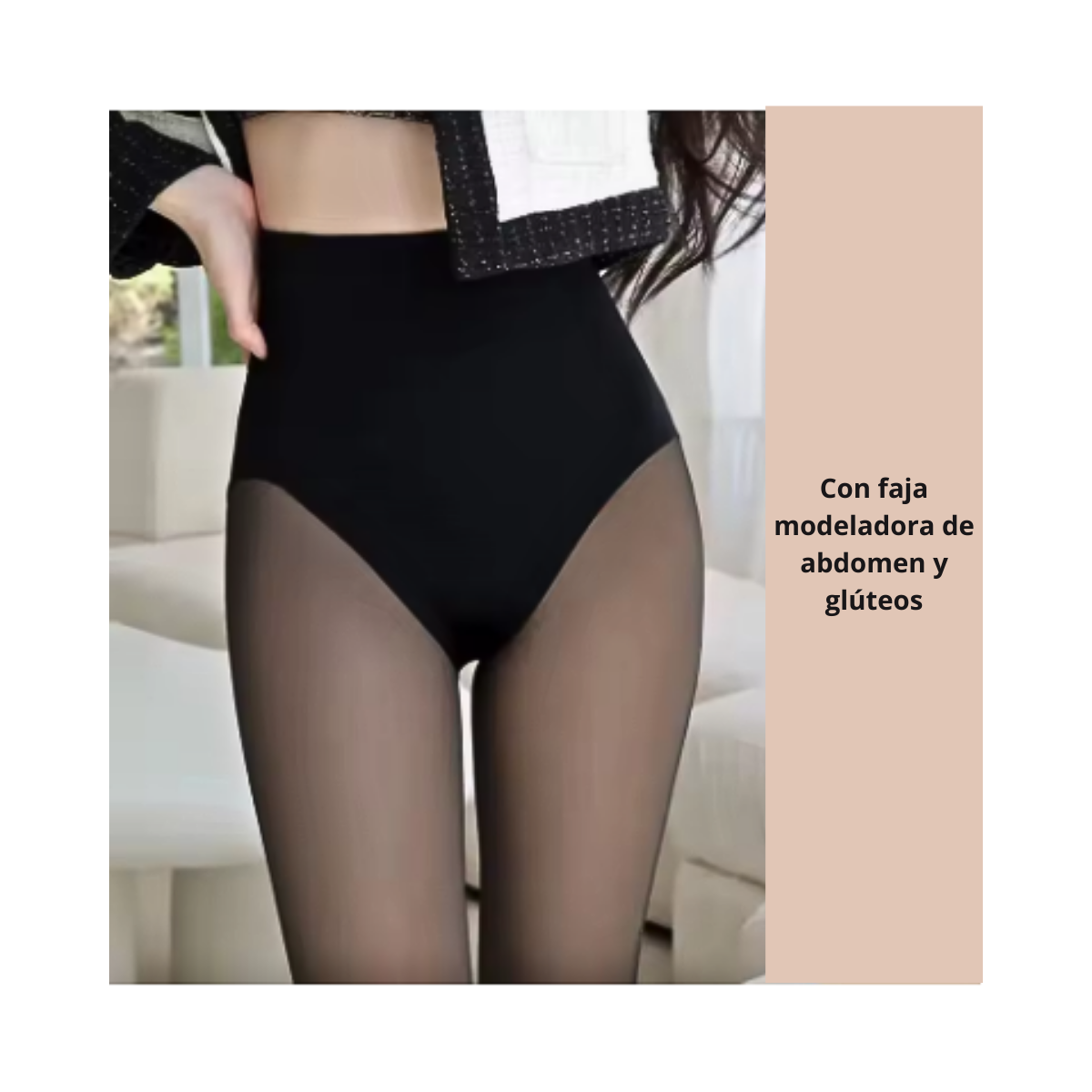 Pack 3 Pantys Calzas Medias Efecto Piel Con Polar Y Faja-5