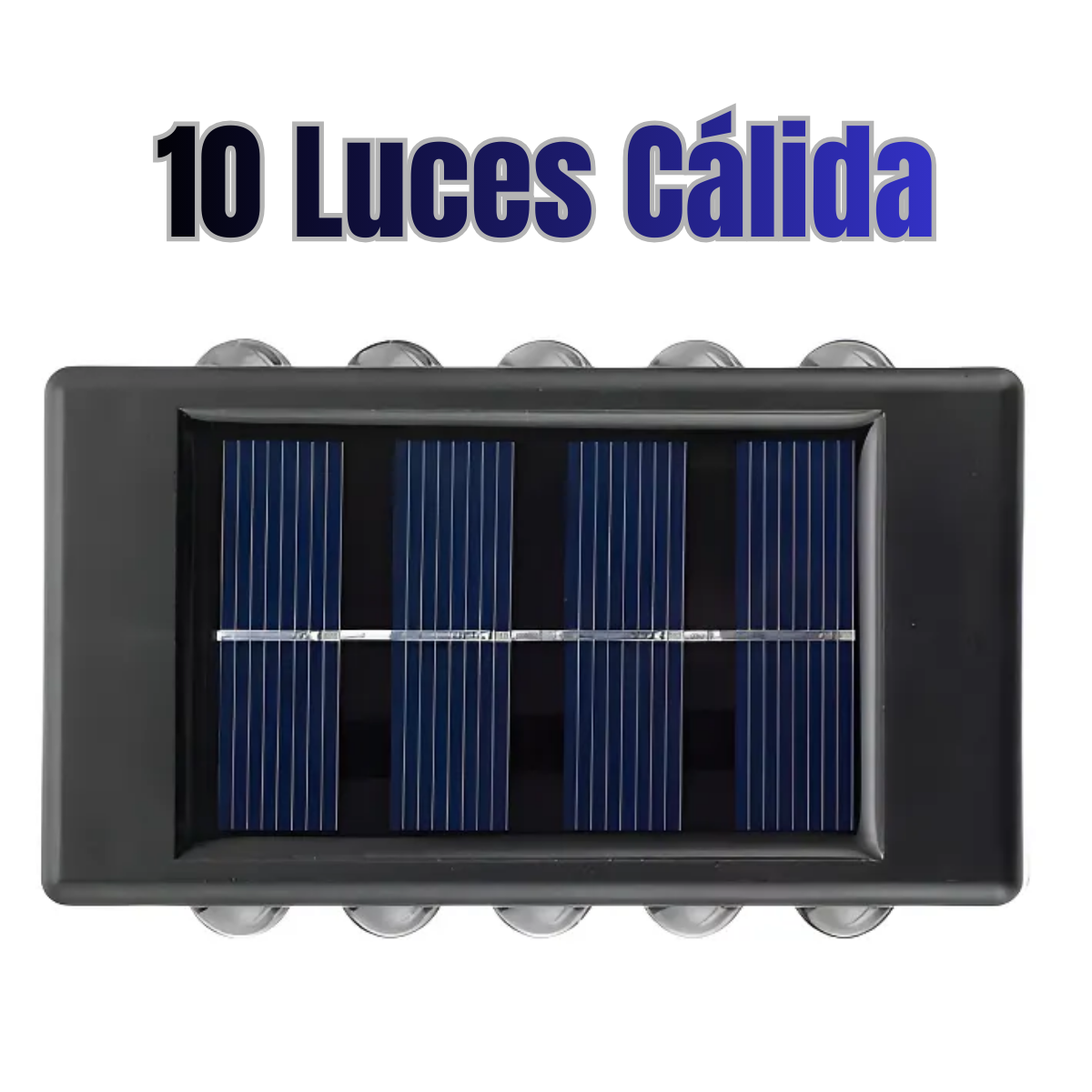 Lampara Solar Led Exterior Muro Doble 10 Luces Calida-2