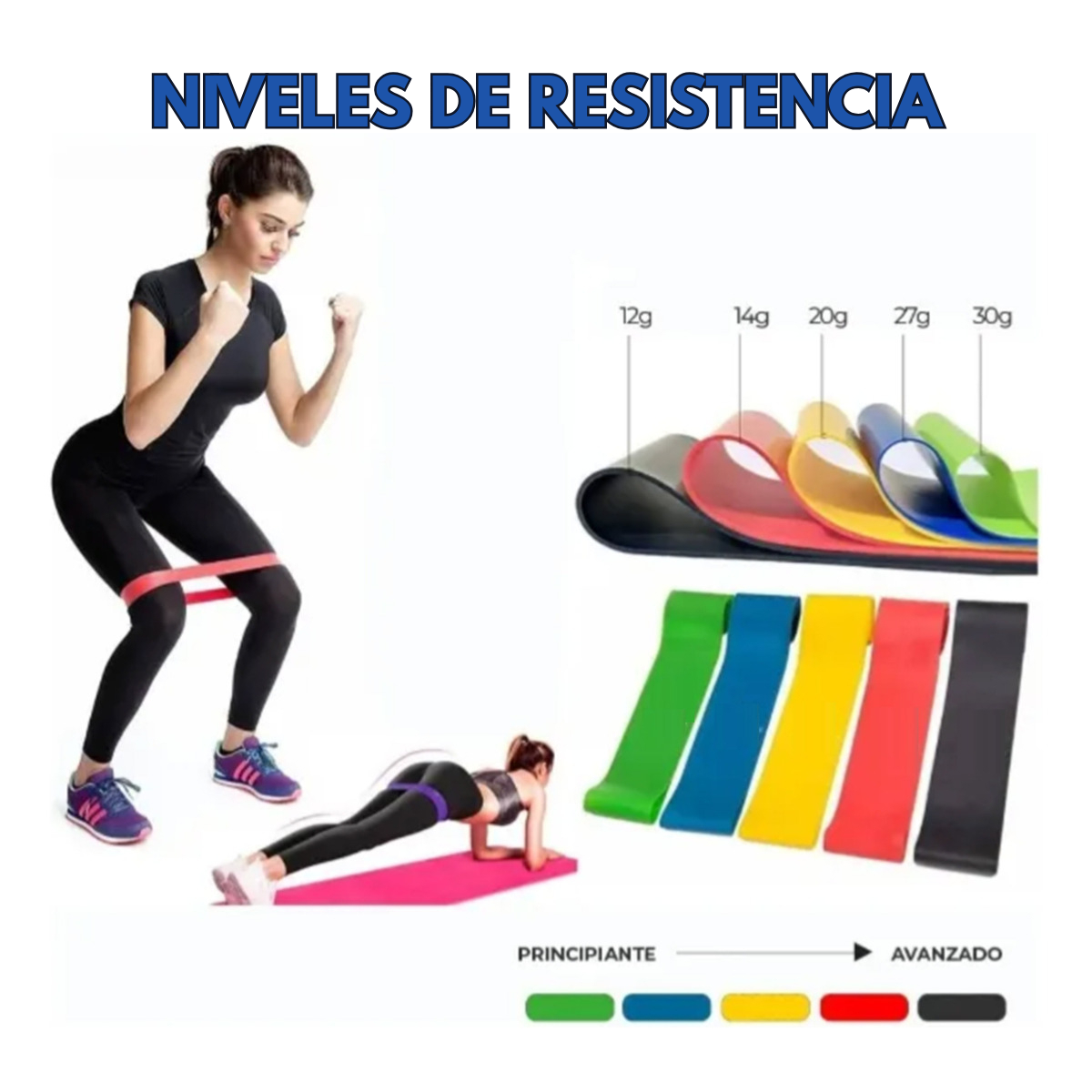 Set 5 Bandas De Resistencia Elasticas Gym Casa Yoga-2