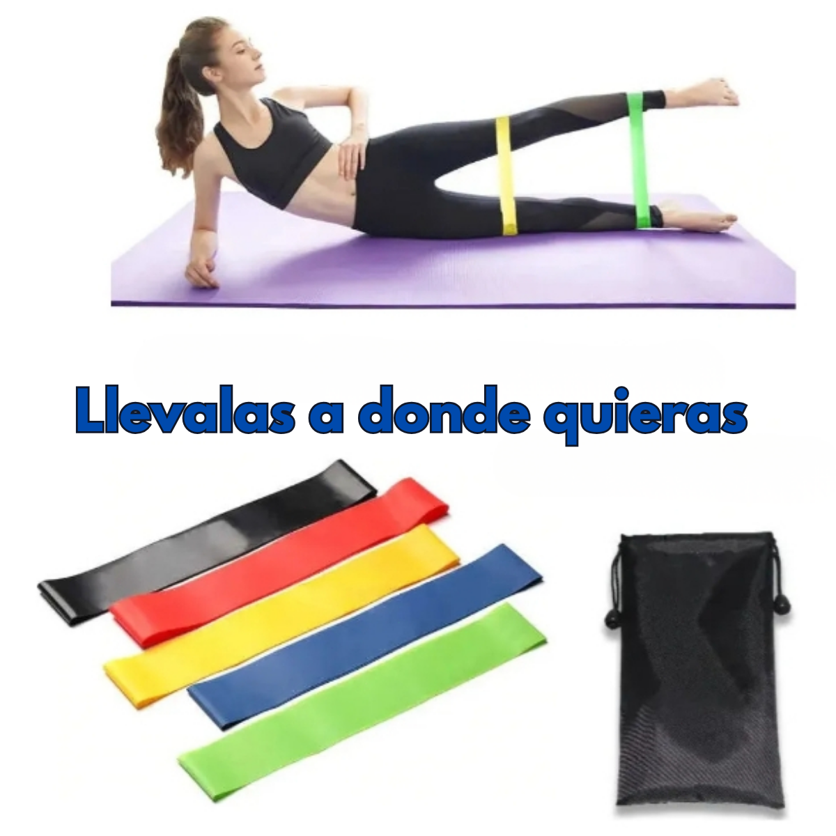 Set 5 Bandas De Resistencia Elasticas Gym Casa Yoga-5