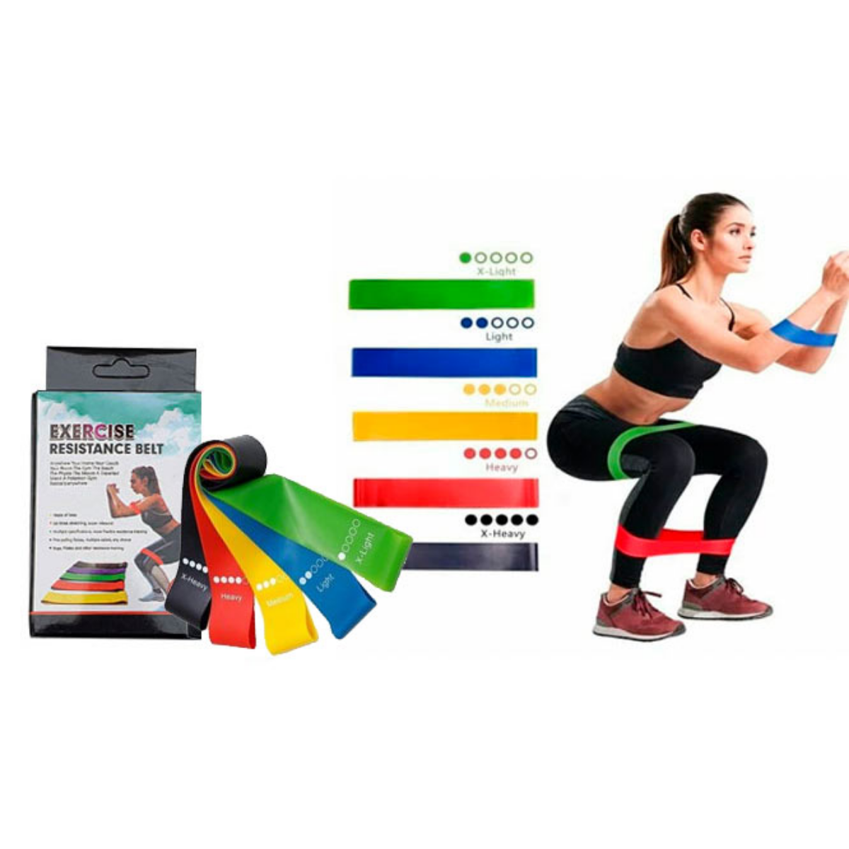 Set 5 Bandas De Resistencia Elasticas Gym Casa Yoga-6