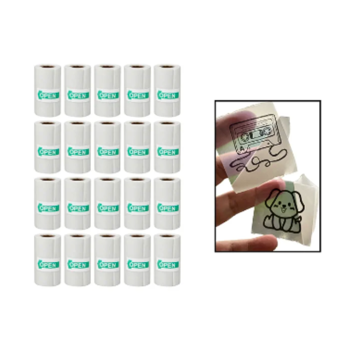 Pack 5 Rollos Adhesivos Para Mini Impresora Stickers Blanco-2