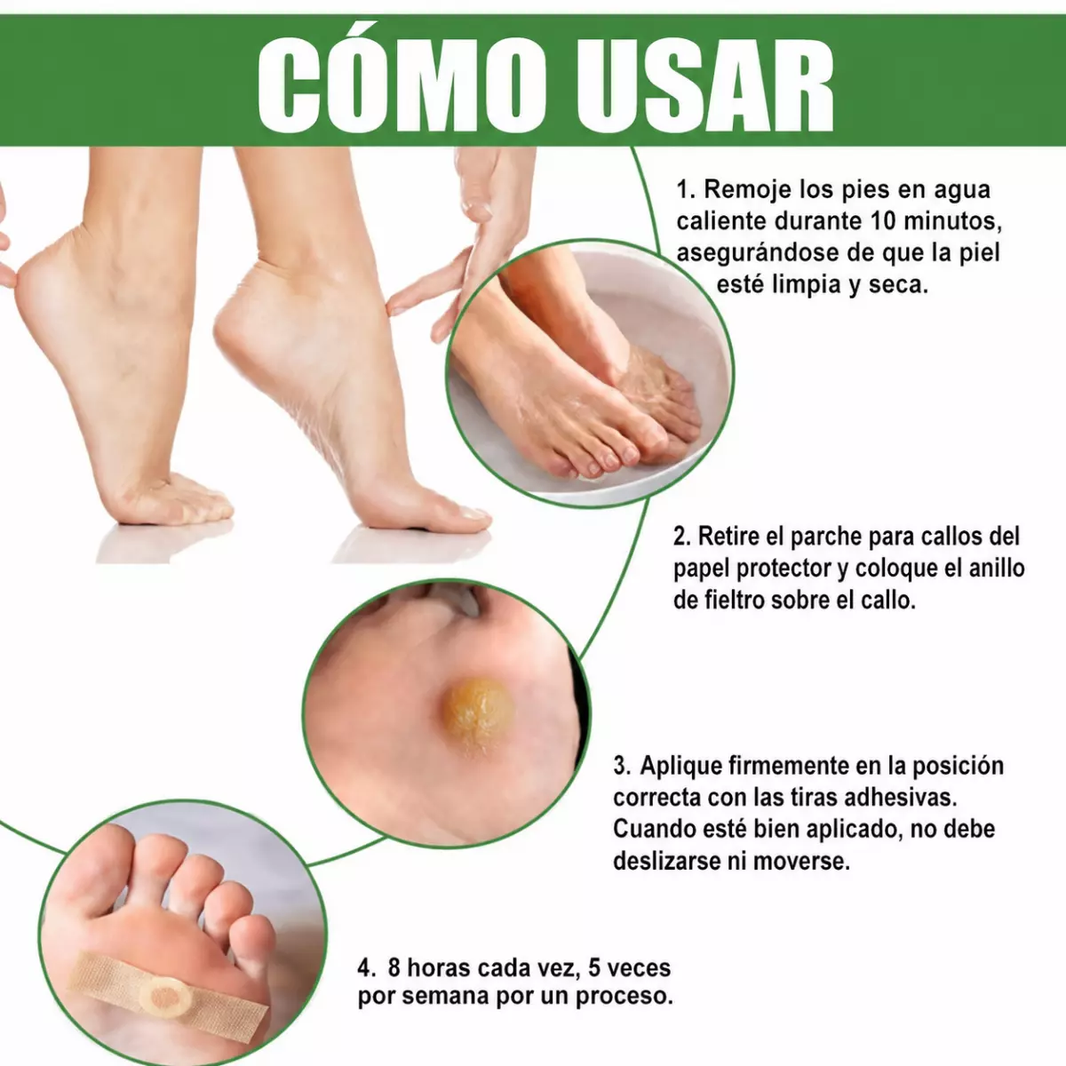 Pack 12 Parches Removedor Callos Para Pies Alivio Y Suaviza-2