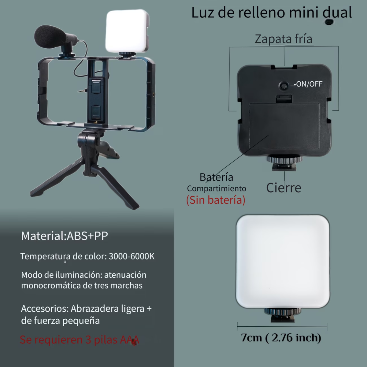 Kit Vlogging Video Ay 49x Microfono Luz Led Tripode Control-2