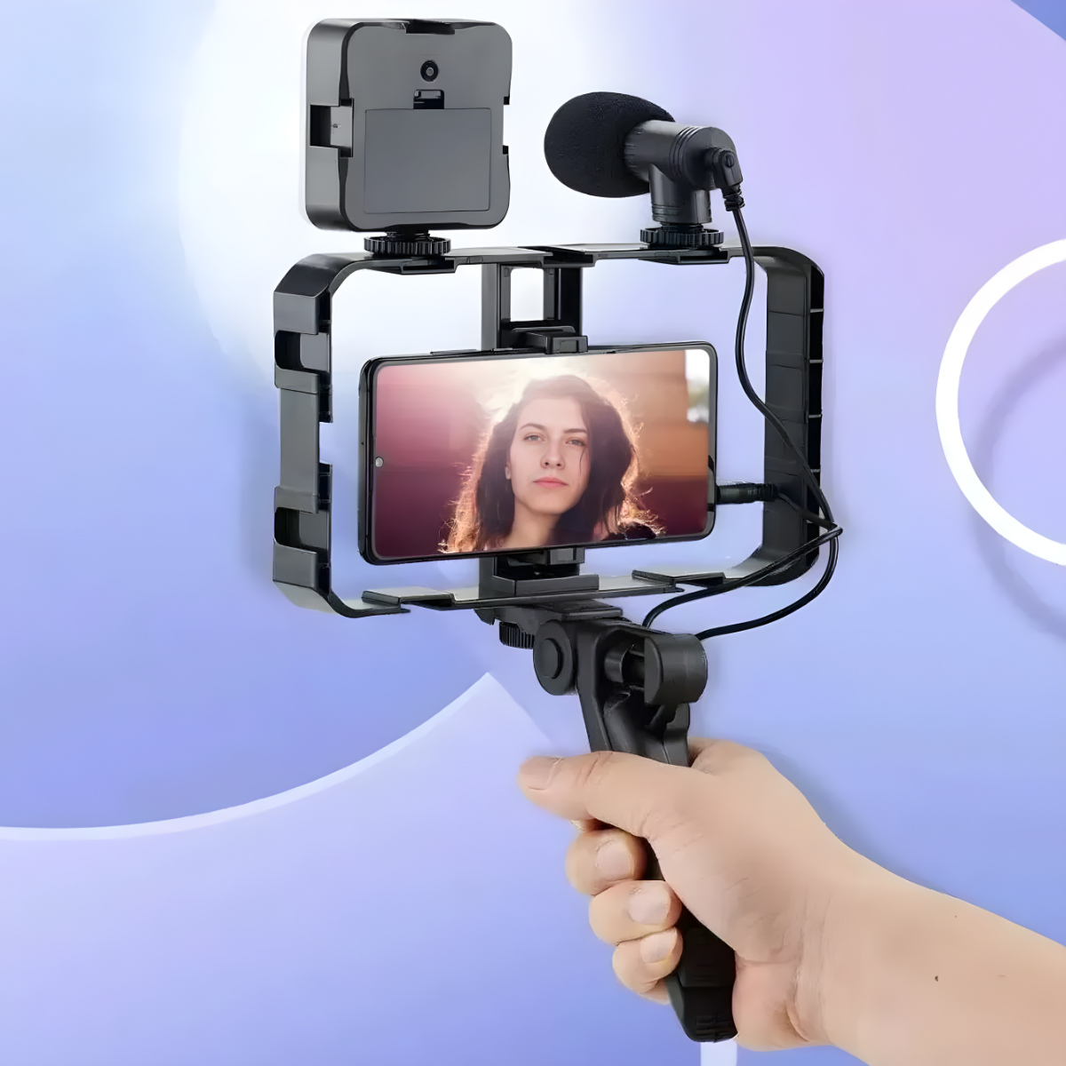 Kit Vlogging Video Ay 49x Microfono Luz Led Tripode Control-3