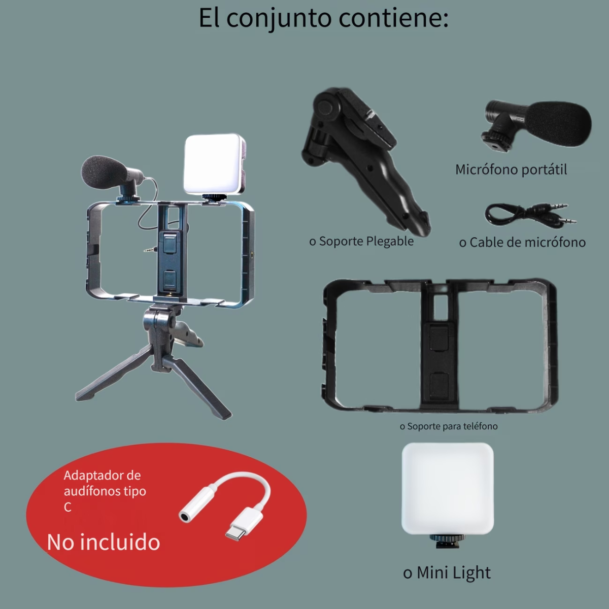 Kit Vlogging Video Ay 49x Microfono Luz Led Tripode Control-7