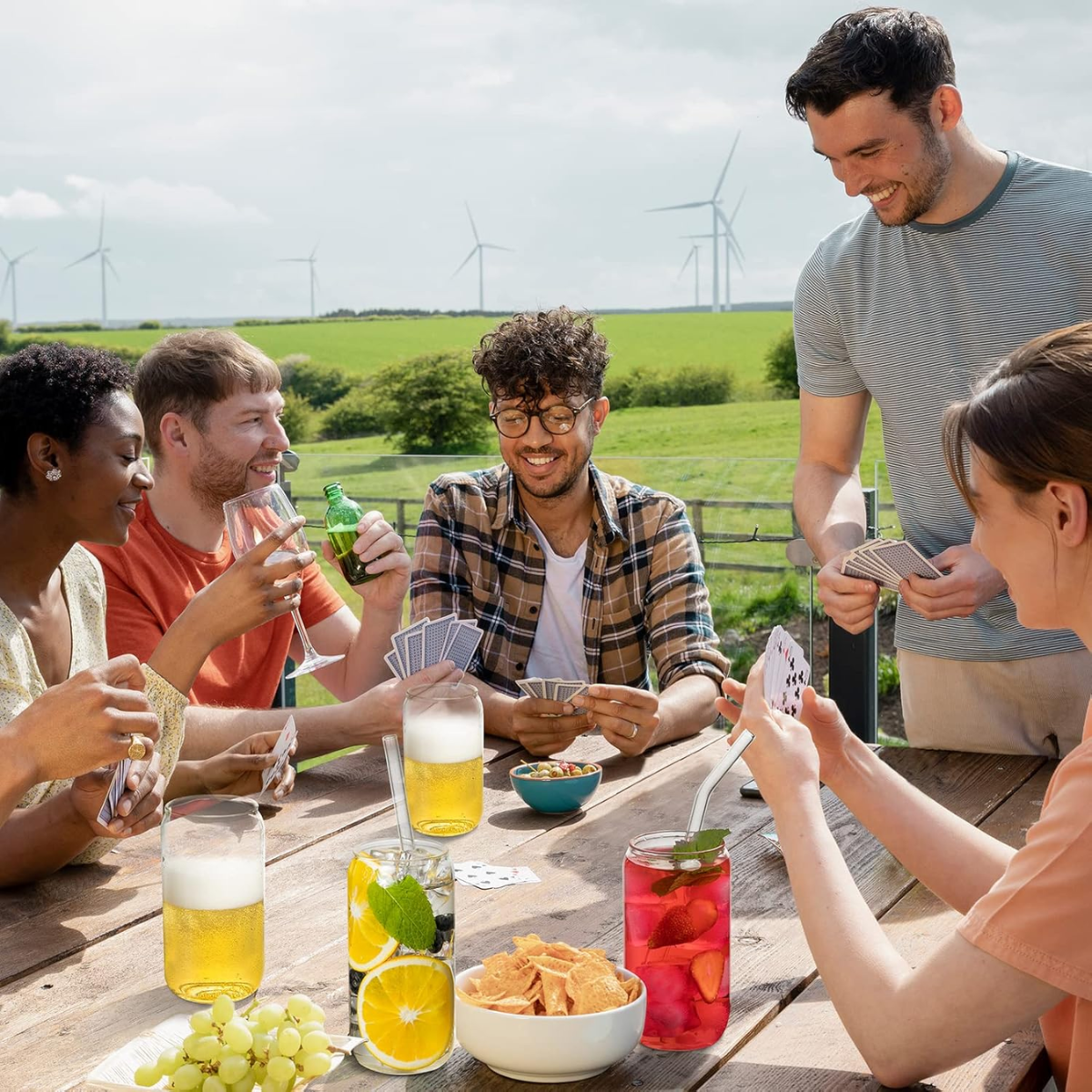 Set 2 Vasos De Vidrio Transparente Forma Lata Bombilla 540ml-5