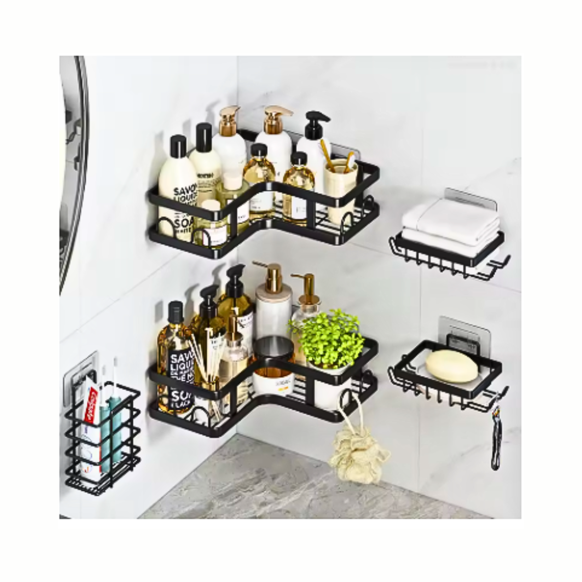 Kit 5 Piezas Organizador Repisas De Ducha Baño Esquinero-5