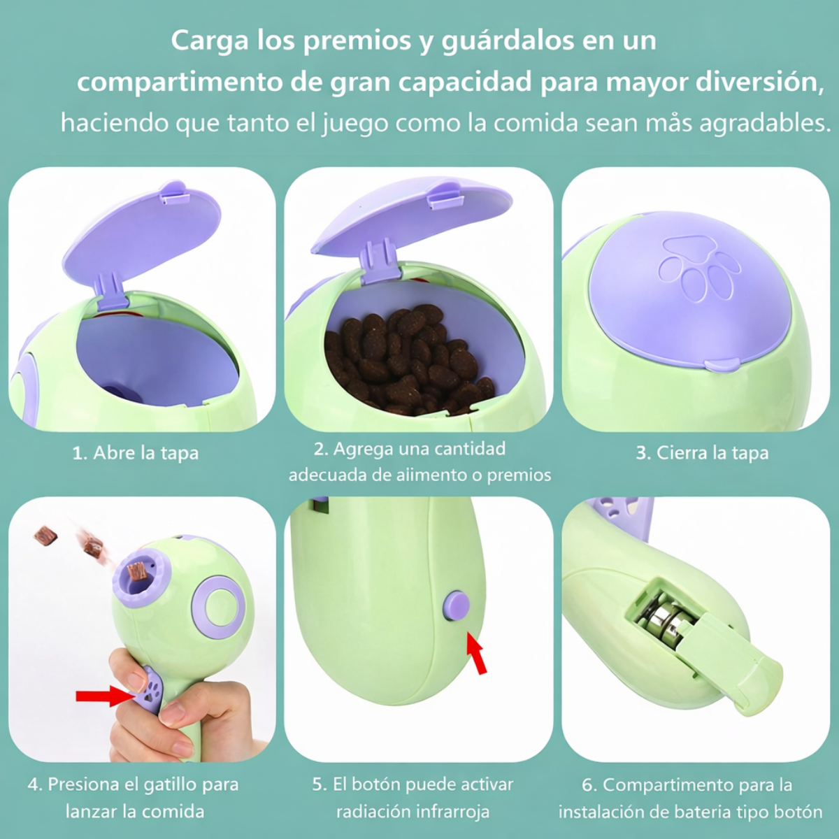 Lanzador De Comida Y Premios Para Perros Con Infrarrojo-3