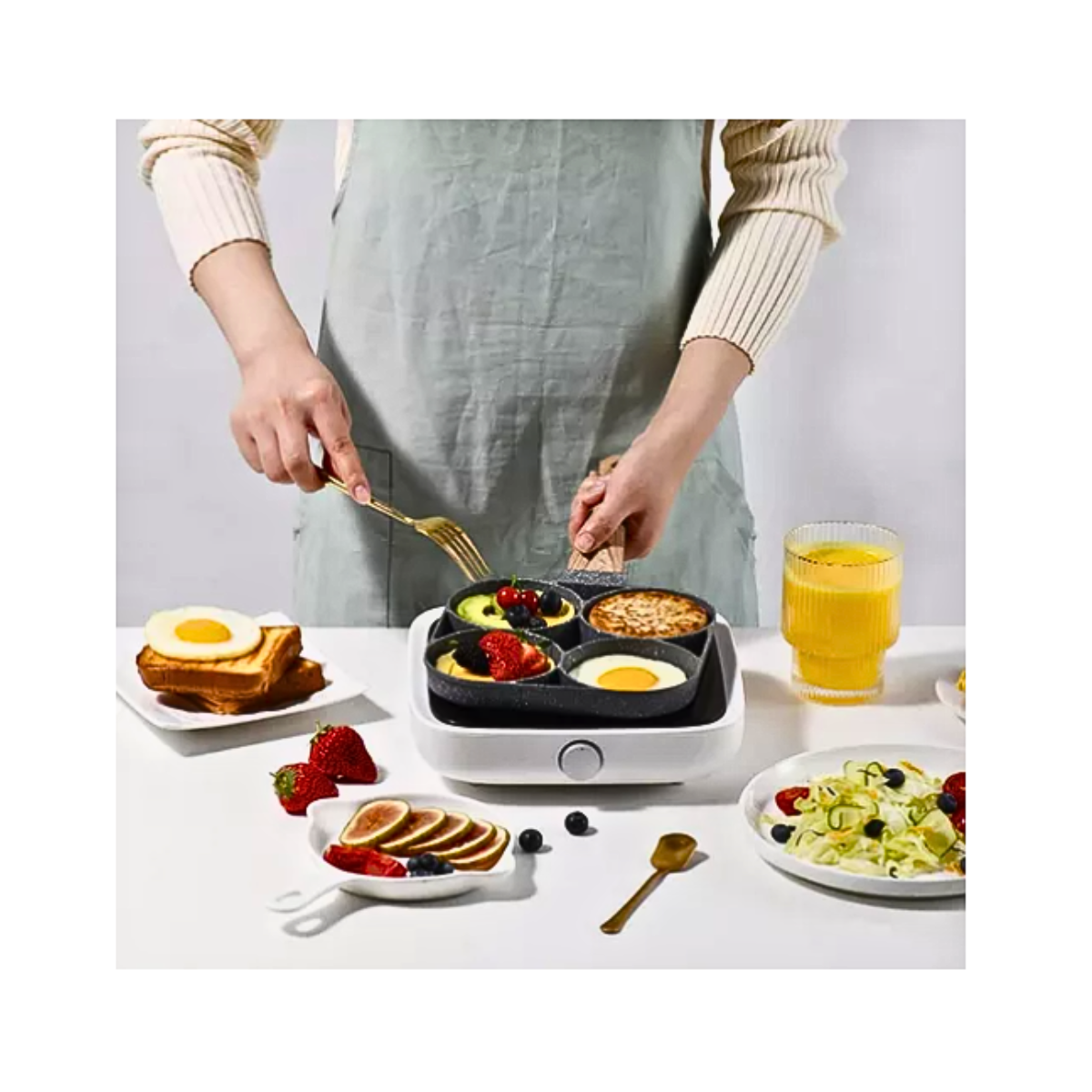 Sartén Multiusos 4 Divisiones P/huevos Hamburguesas Hot Cake-7