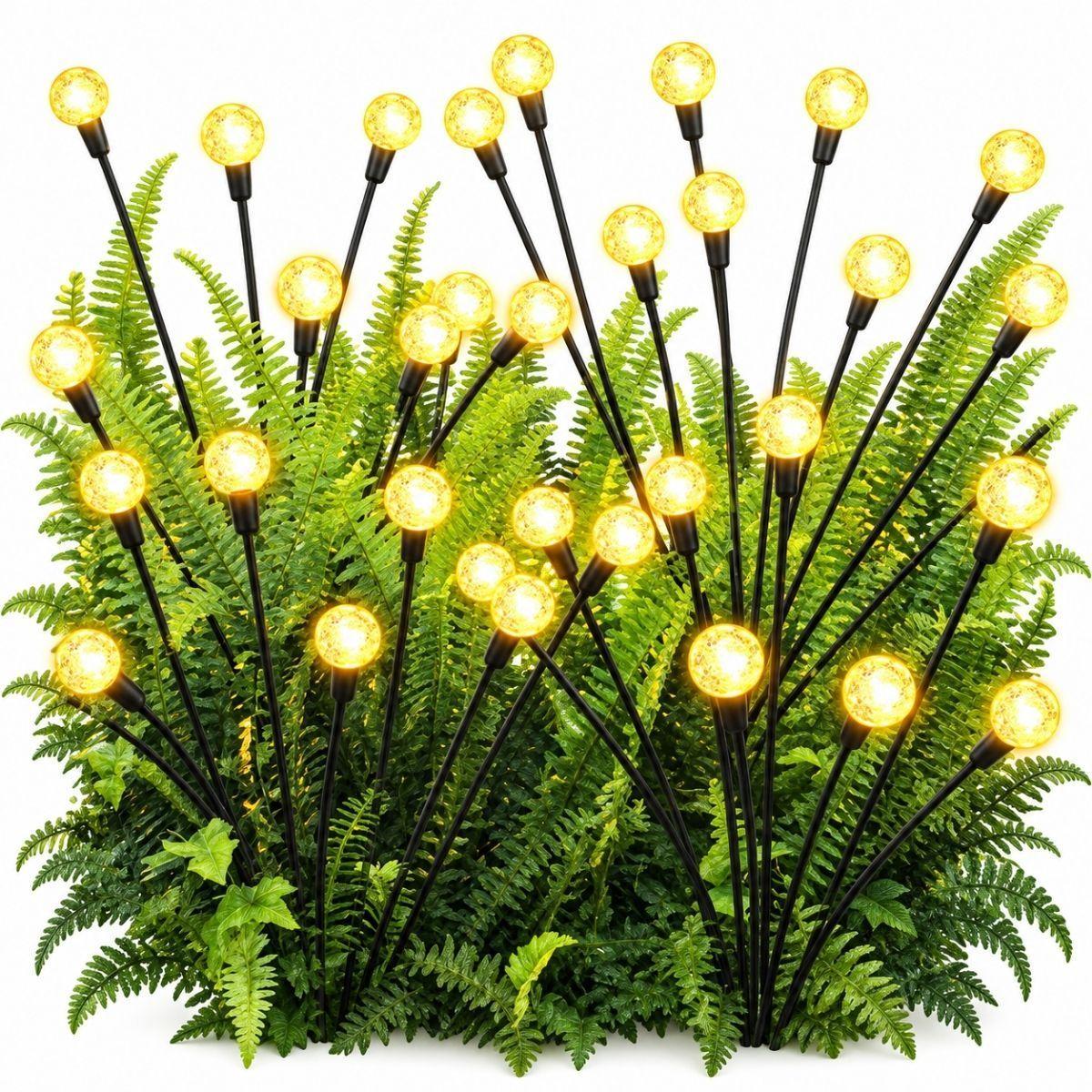 Estaca Solar Jardin Luces Led Calida Impermeable Exterior Esferas-0