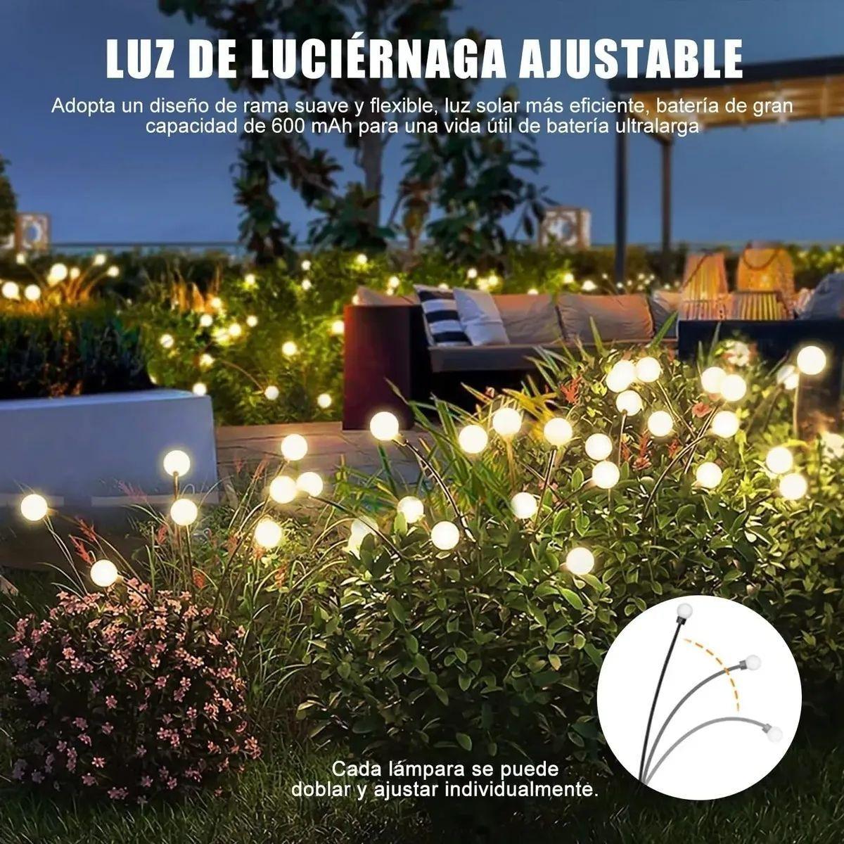 Estaca Solar Jardin Luces Led Calida Impermeable Exterior Esferas-1