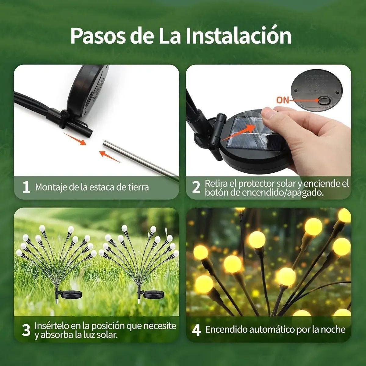 Estaca Solar Jardin Luces Led Calida Impermeable Exterior Esferas-2