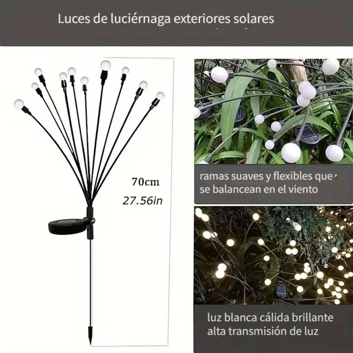 Estaca Solar Jardin Luces Led Calida Impermeable Exterior Esferas-3
