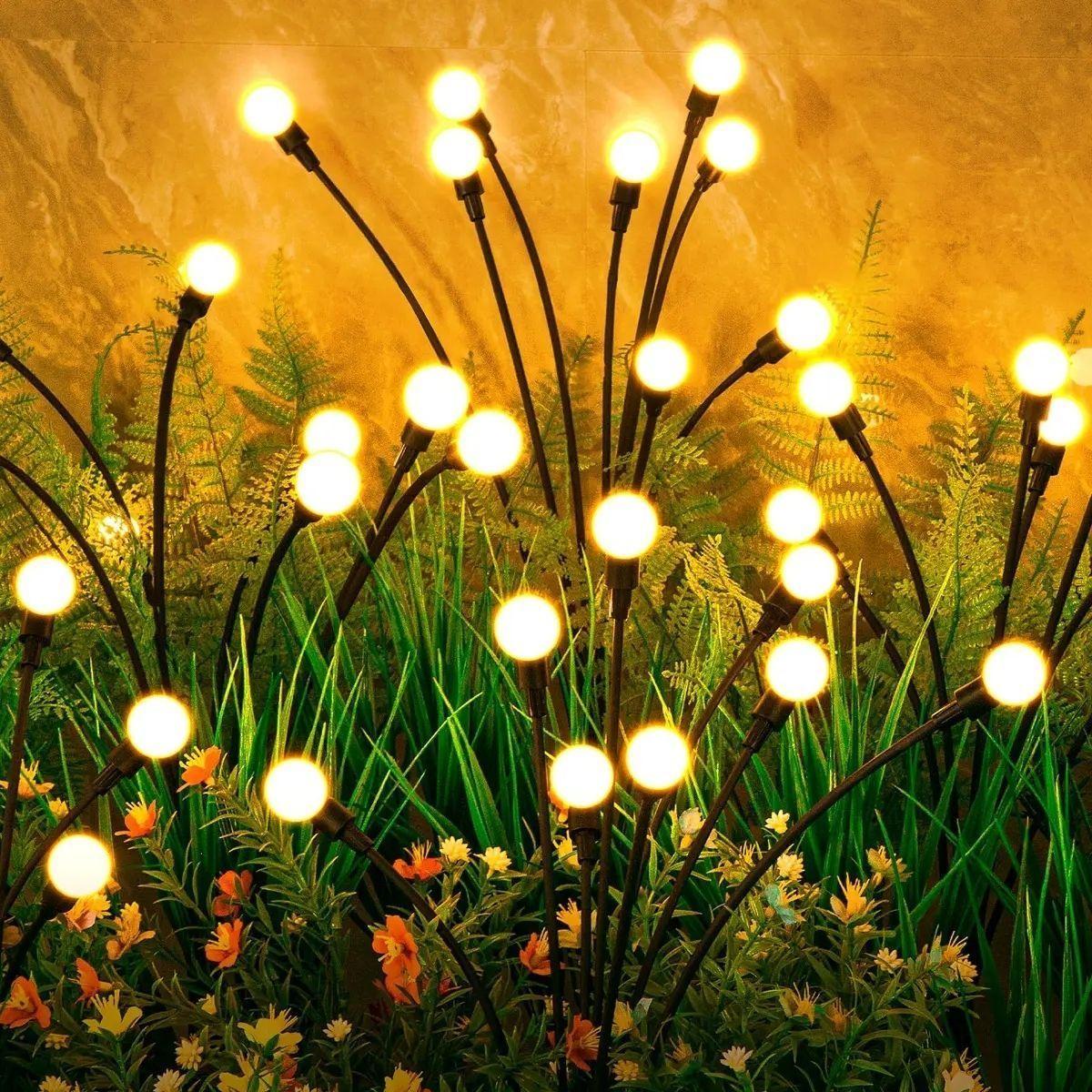 Estaca Solar Jardin Luces Led Calida Impermeable Exterior Esferas-4