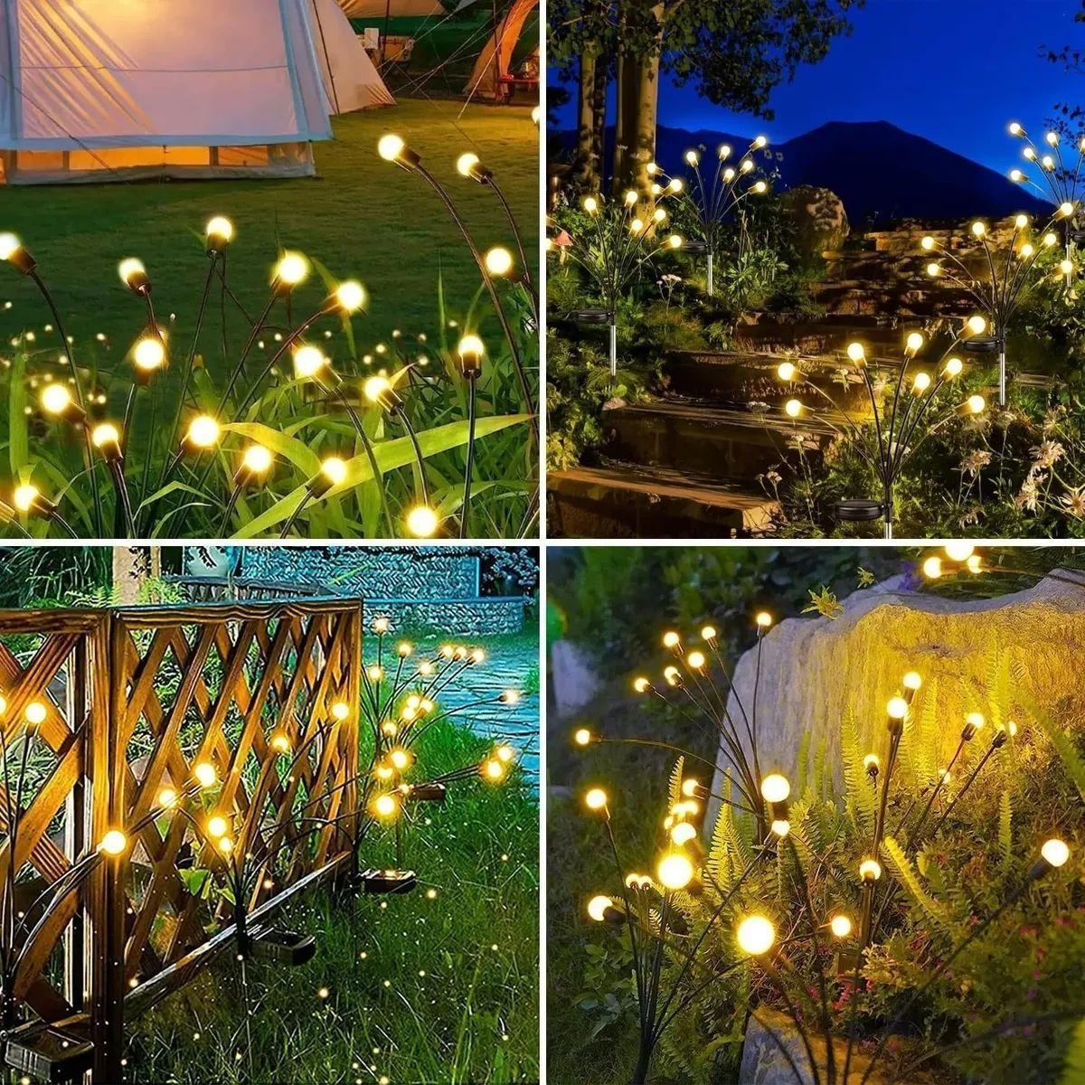 Estaca Solar Jardin Luces Led Calida Impermeable Exterior Esferas-5