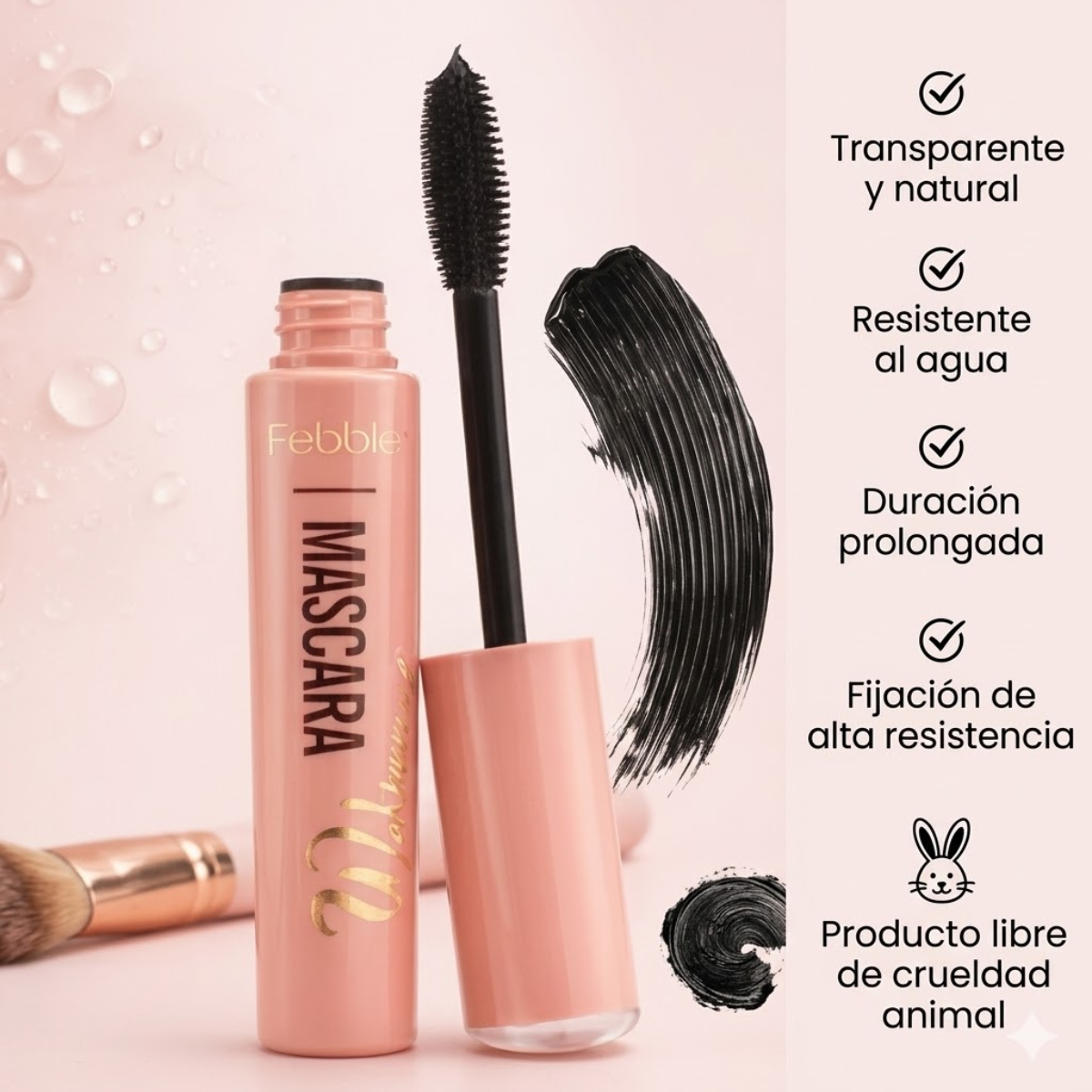 Mascara De Pesta as Febble Waterproof Larga Duracion Negra-3