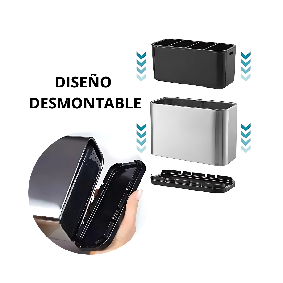 Organizador Escurridor Utensilios Cubiertos Acero Inoxidable-2
