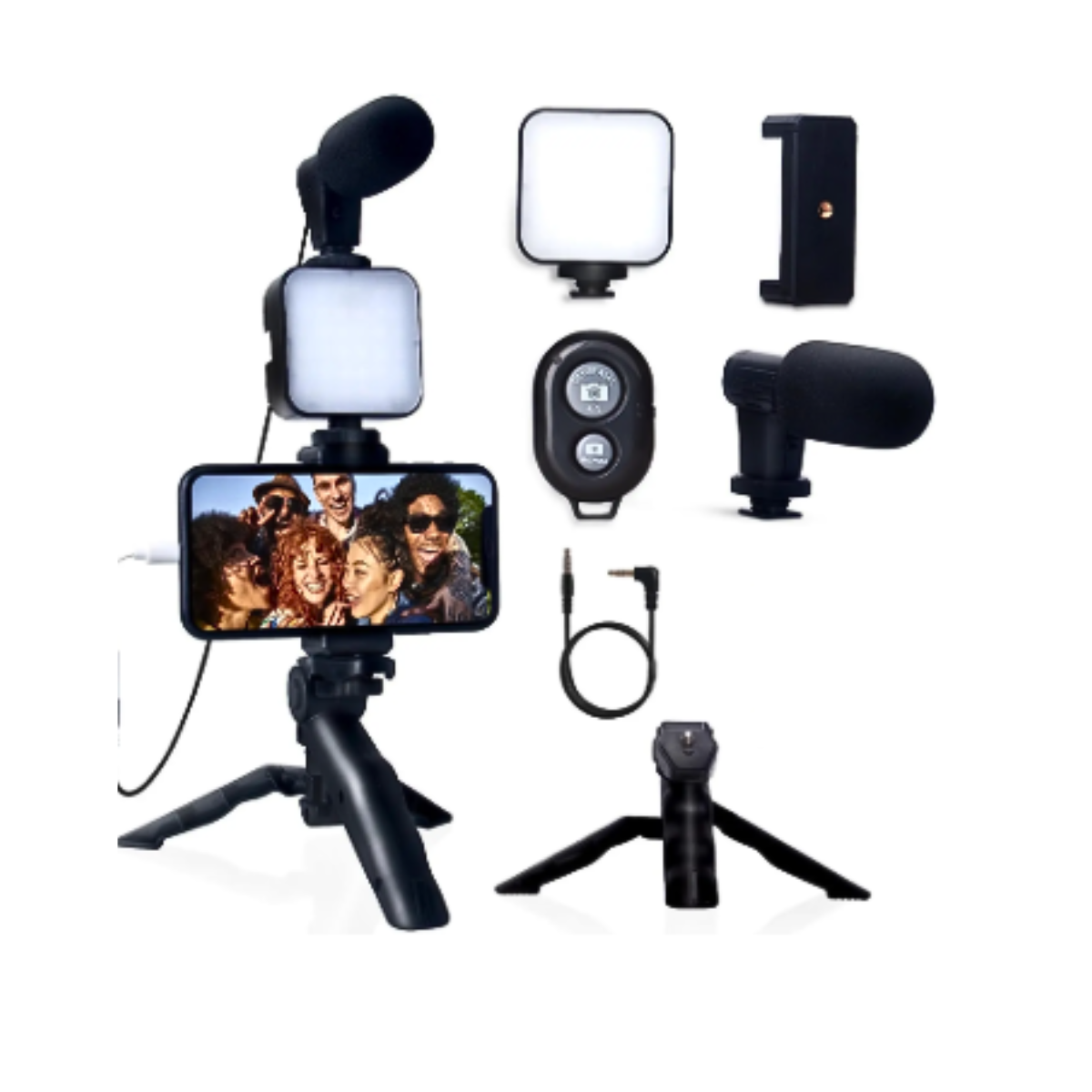 Soporte Para Celular Fotos Videos Tripode Microfono Luz Led-2