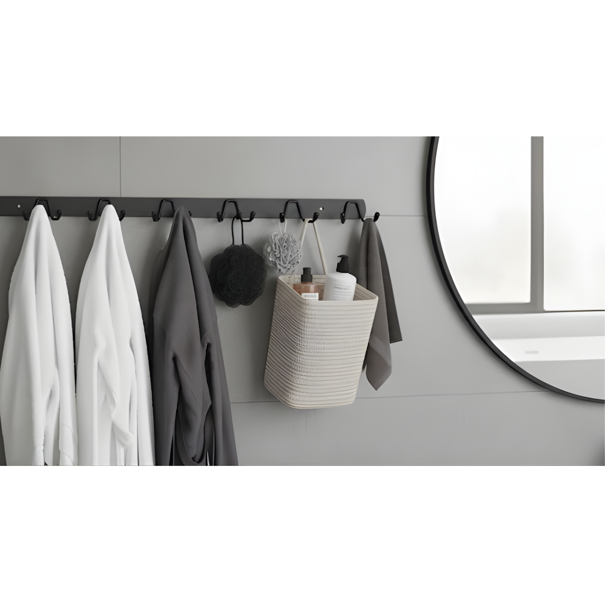 Perchero De Pared Metal Color Negro 6 Ganchos Doble Multiuso-2