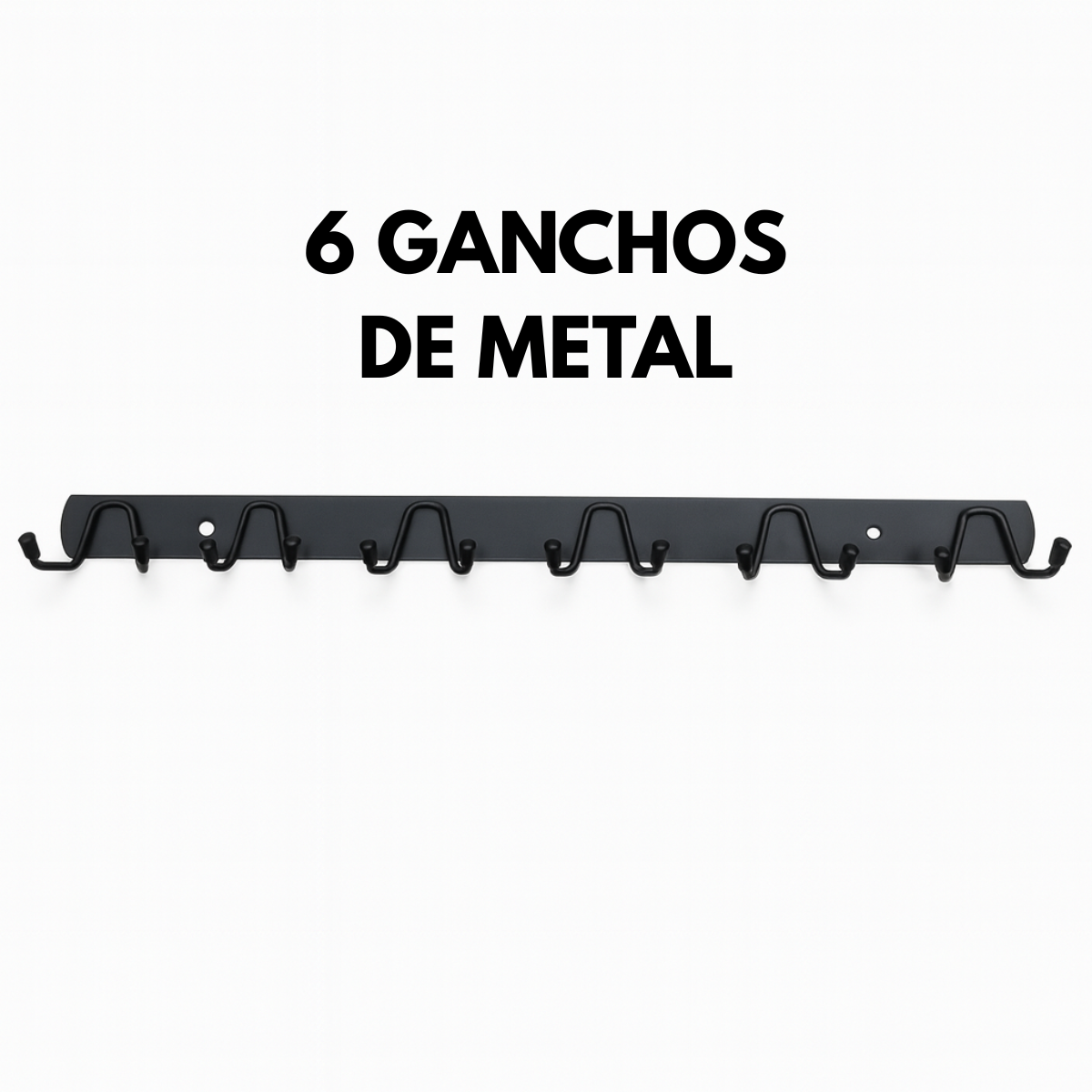 Perchero De Pared Metal Color Negro 6 Ganchos Doble Multiuso-3
