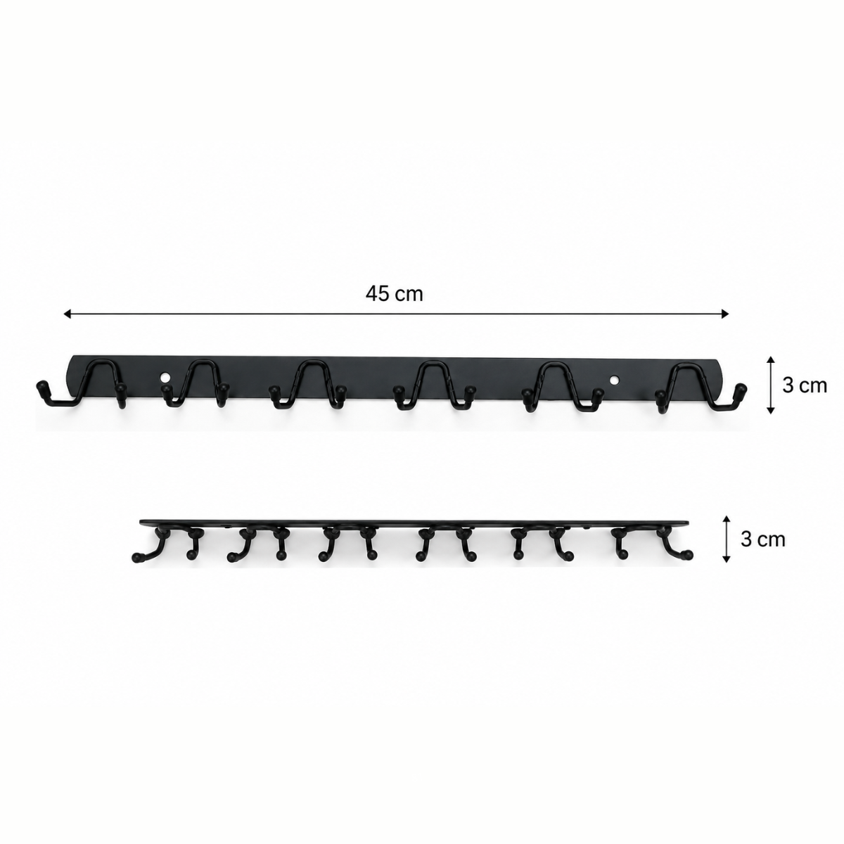 Perchero De Pared Metal Color Negro 6 Ganchos Doble Multiuso-6