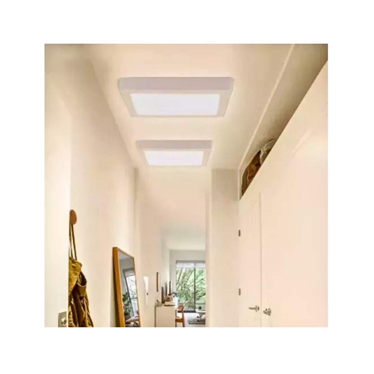 Lampara De Techo Sobrepuesto Blanco Cuadrado 12w Luz Fría-2