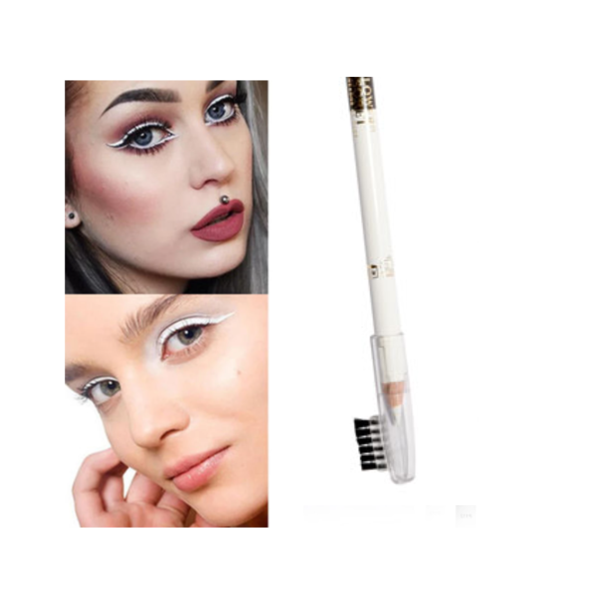 Lapiz Delineador Para Cejas Ojos 2 Tonos En 1 Negro/blanco-3