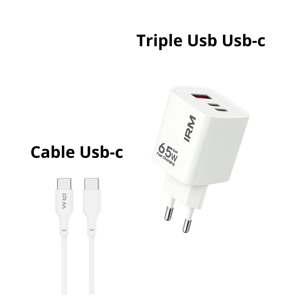 Cargador Carga Rápida 65w Triple Usb Usb-c +cable Usb-c-2