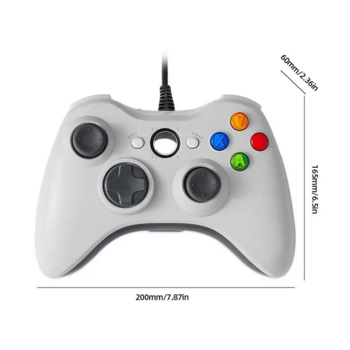 Joystick Control Blanco Para Xbox 360 Pc Windows Con Cable-3