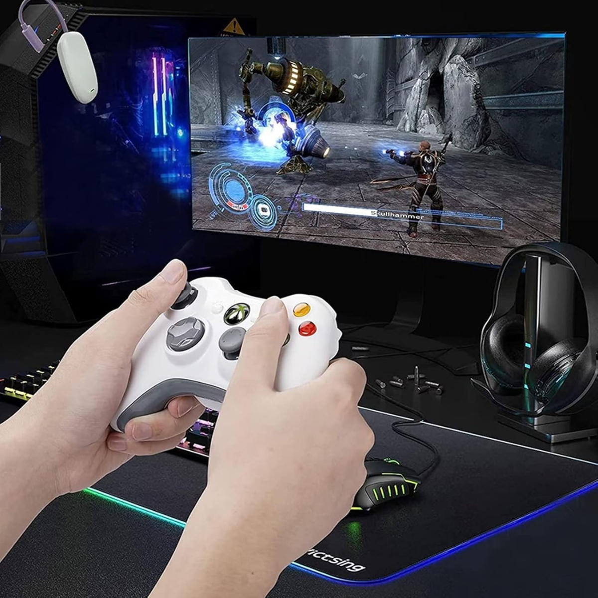 Joystick Control Blanco Para Xbox 360 Pc Windows Con Cable-5