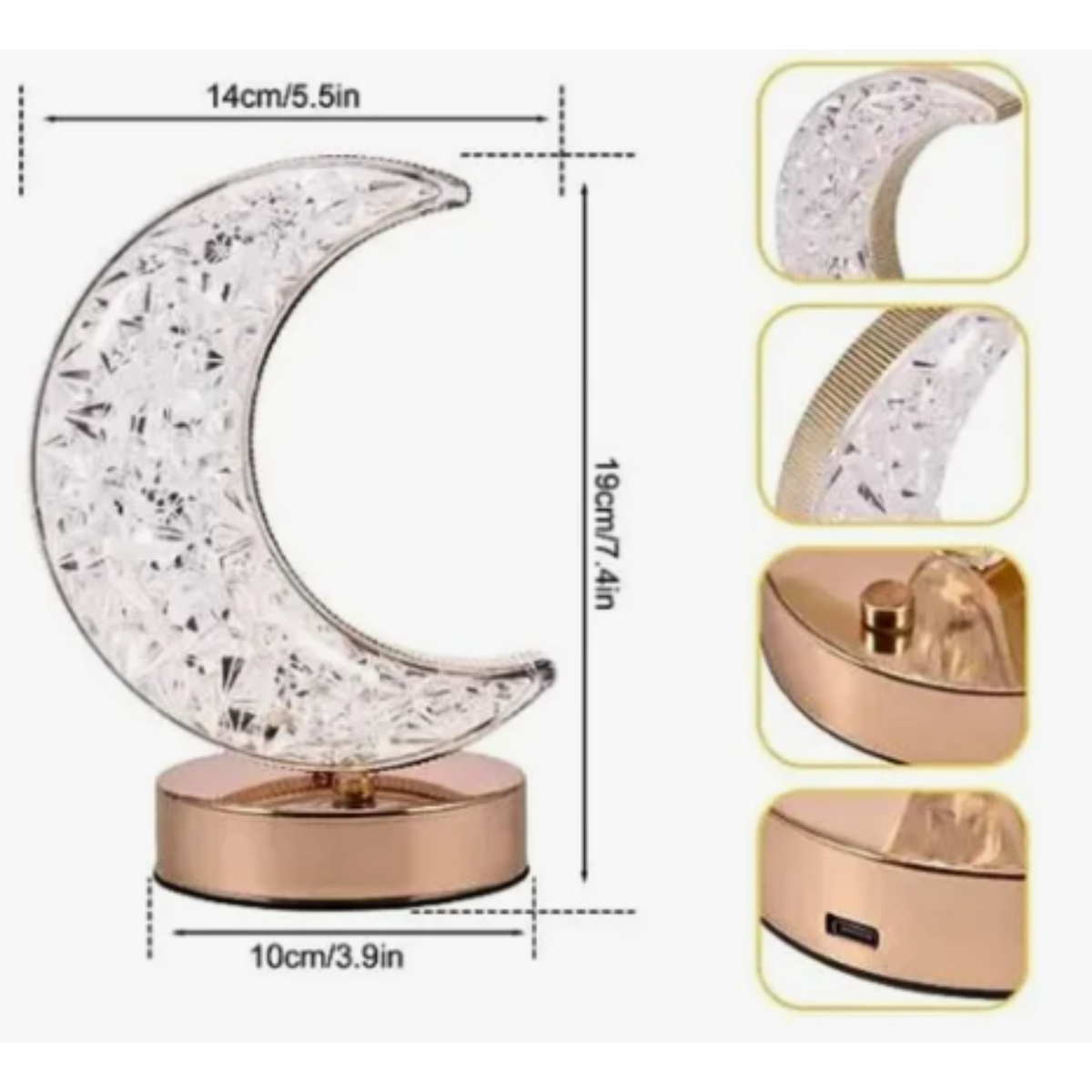 Lampara De Mesa Luna Control Táctil Recargable Luz Led Ajustable-3