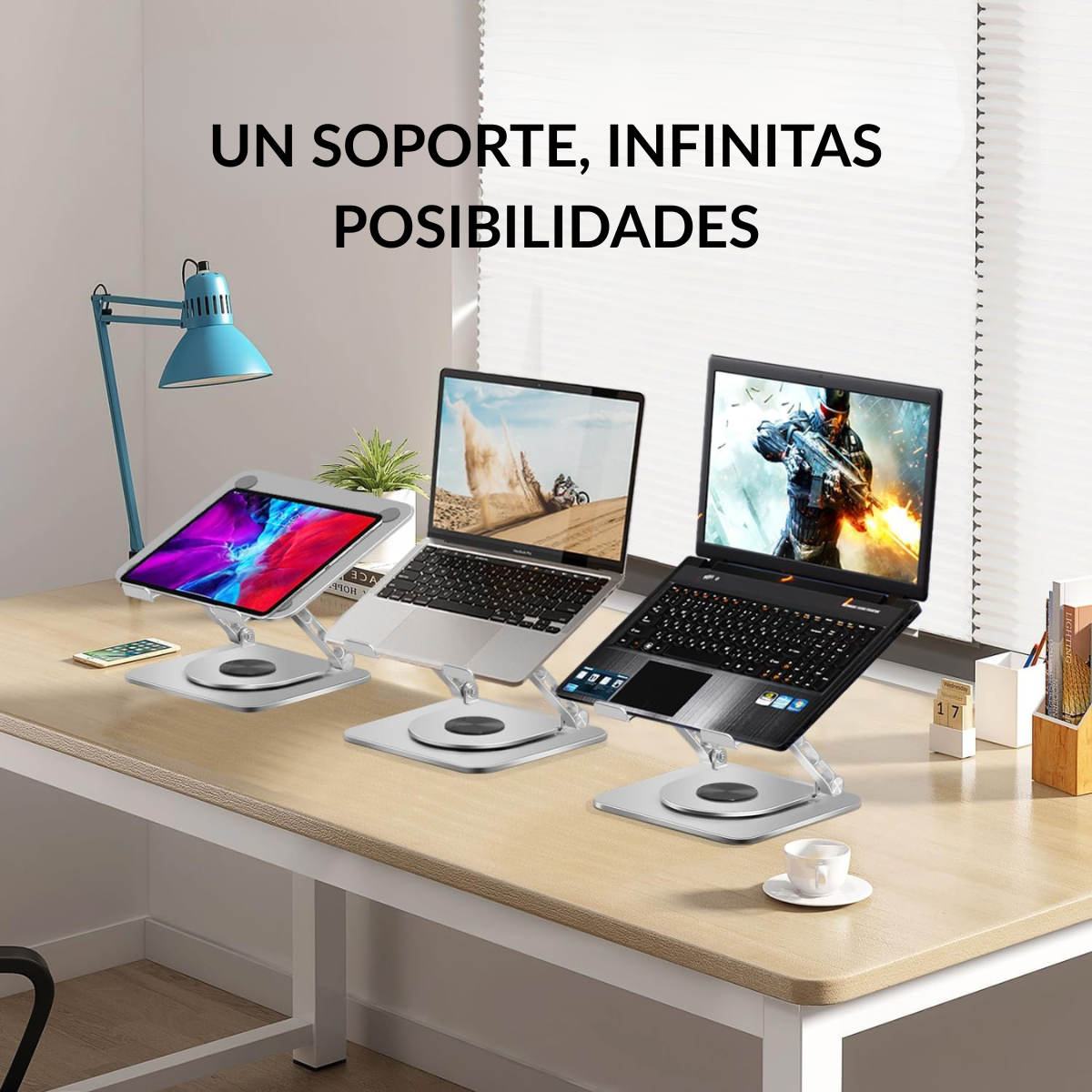 Soporte Notebook Laptop Tablet iPad Rotación 360 Plegable-3