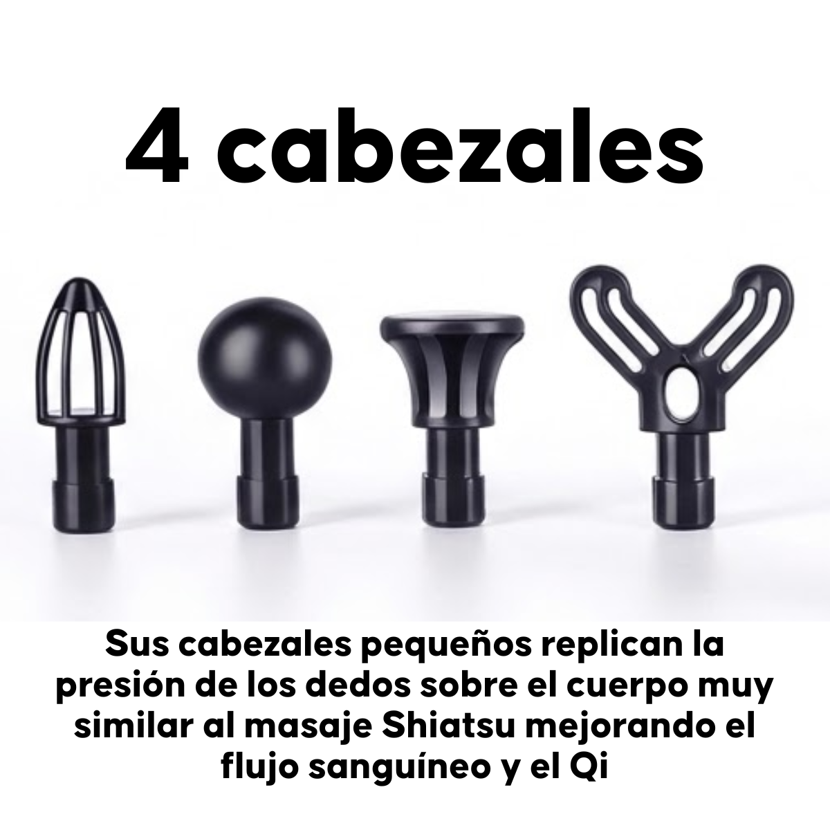 Pistola De Masaje Muscular Efecto Shiatsu Con 4 Cabezales-2