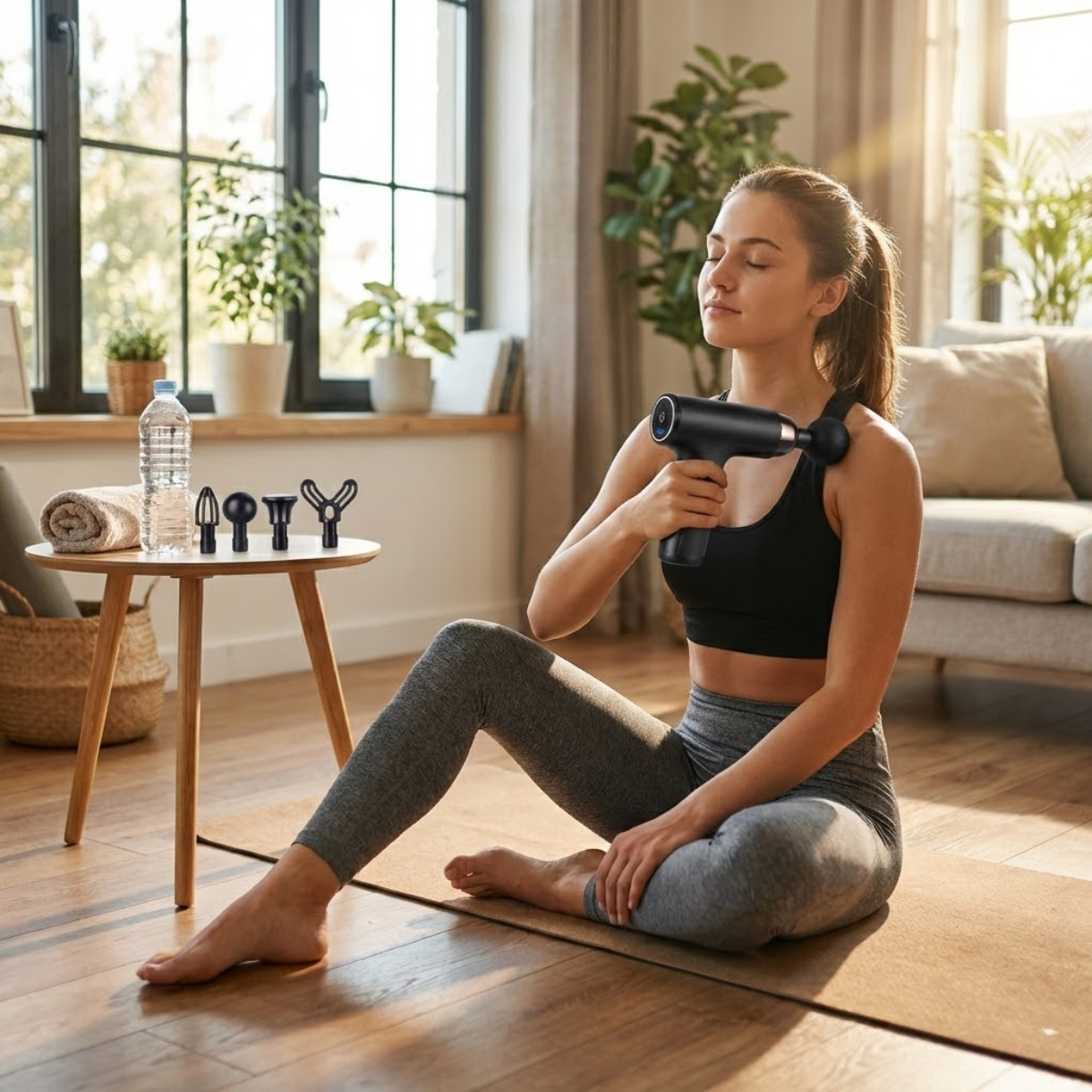 Pistola De Masaje Muscular Efecto Shiatsu Con 4 Cabezales-3