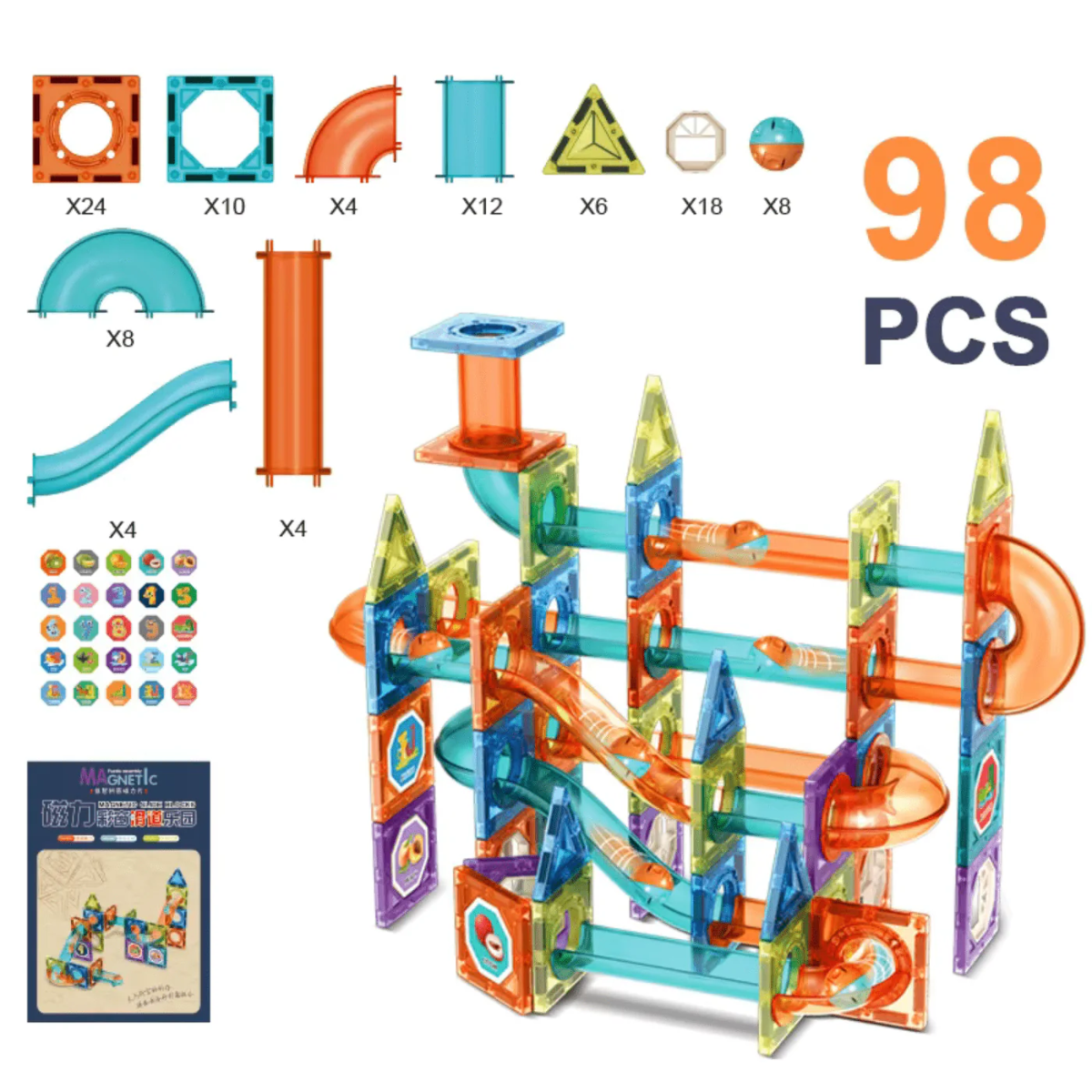 Set 98 Pcs Bloques Magneticos De Construccion +3A-2