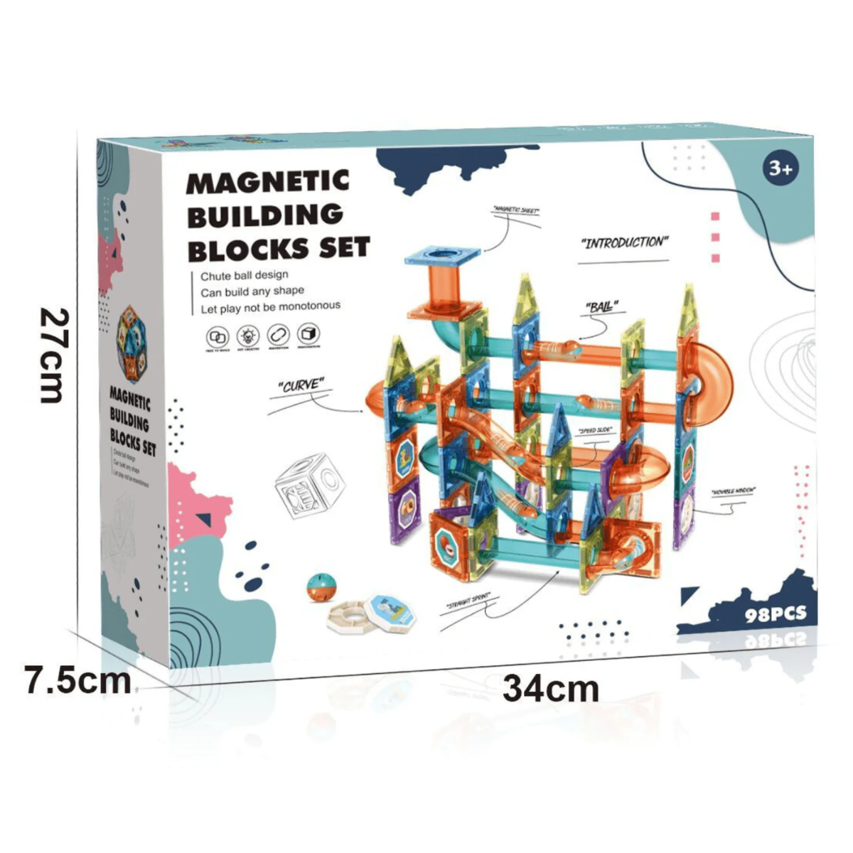 Set 98 Pcs Bloques Magneticos De Construccion +3A-5