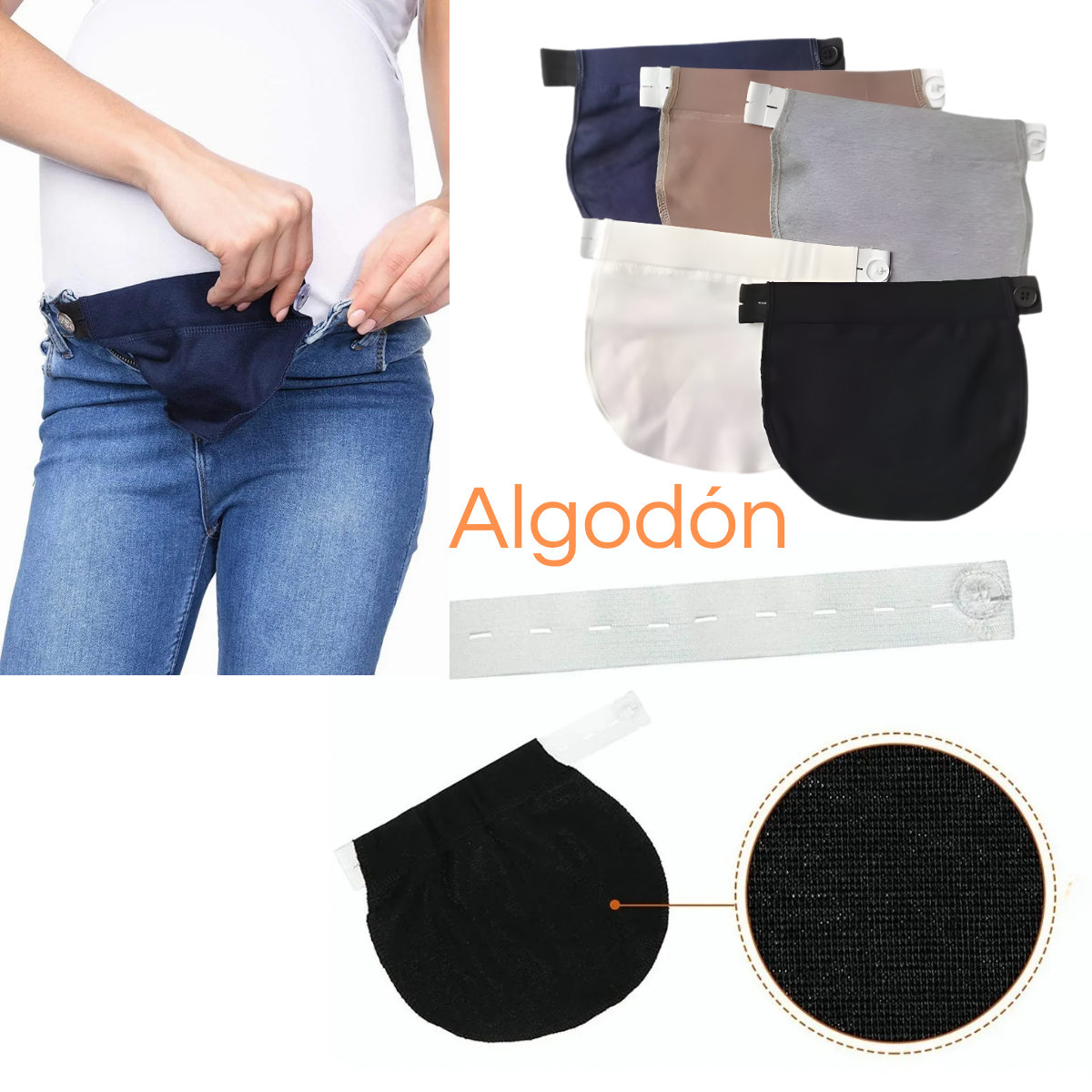 Pack 5 Extensores Elásticos De Pantalón Para Embarazadas-3