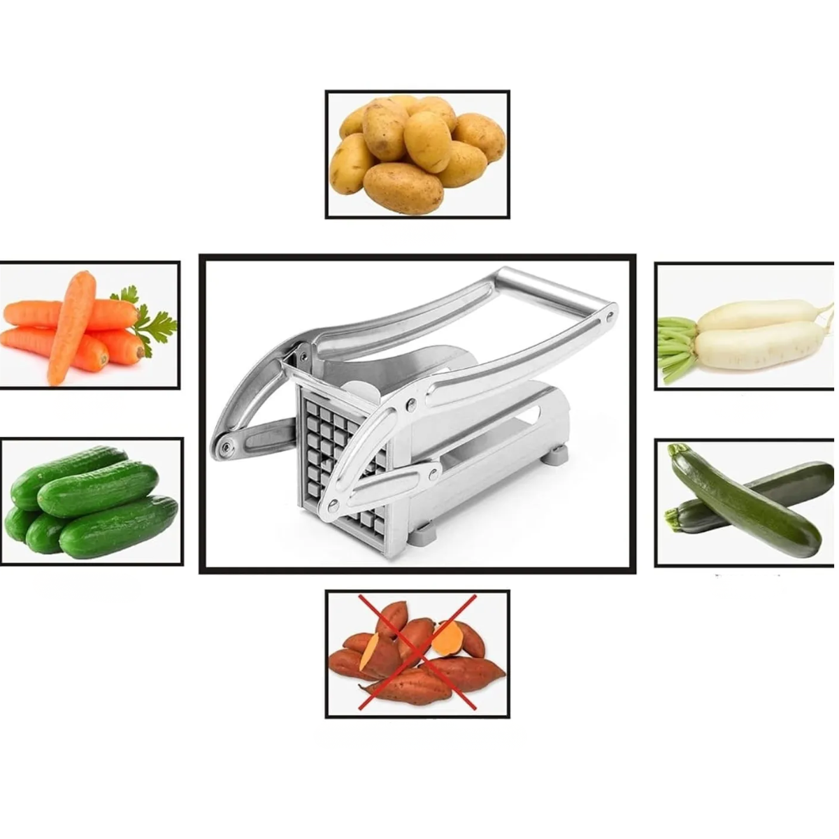 Cortador De Papas Fritas Francesas Acero Inoxidable Manual-4
