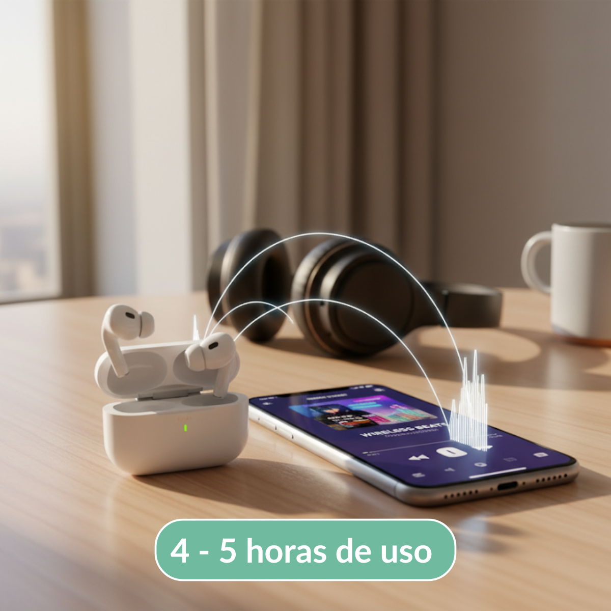 Audífonos Inalámbricos Bluetooth Android Y iPhone Blanco-4