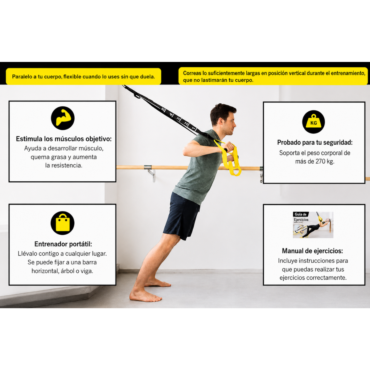 Kit Entrenamiento Suspensi n Cuerda Trx Gimnasio Casa-5