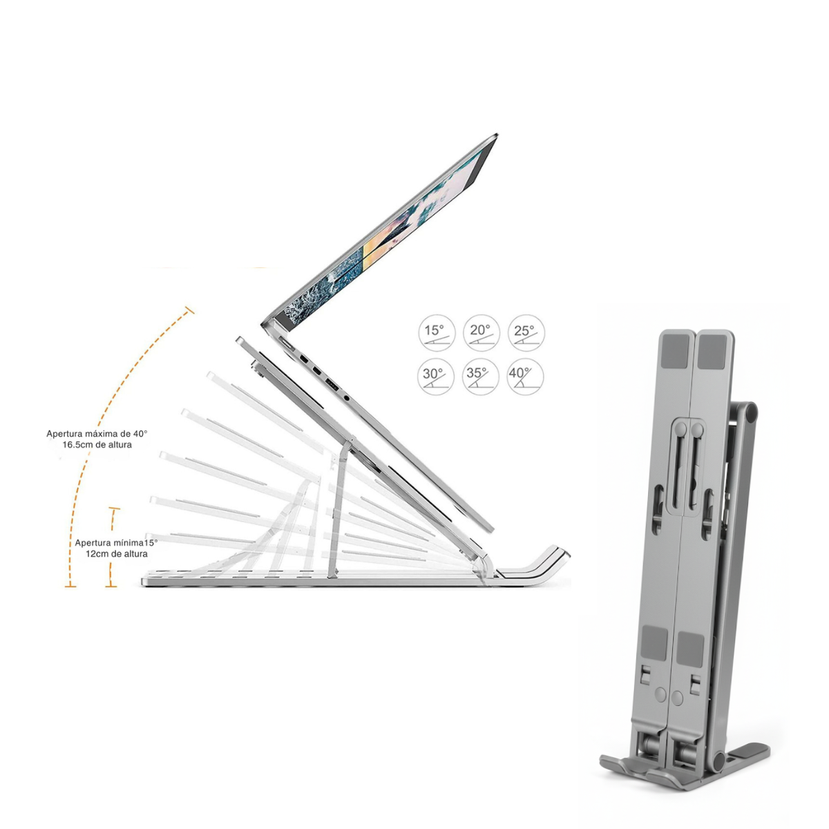 Soporte Alzador Vertical Ajustable Laptop Notebook Aluminio-6