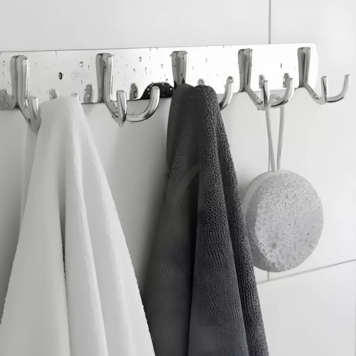 Perchero Pared 6 Ganchos Doble Acero Inoxidable Plateado-2