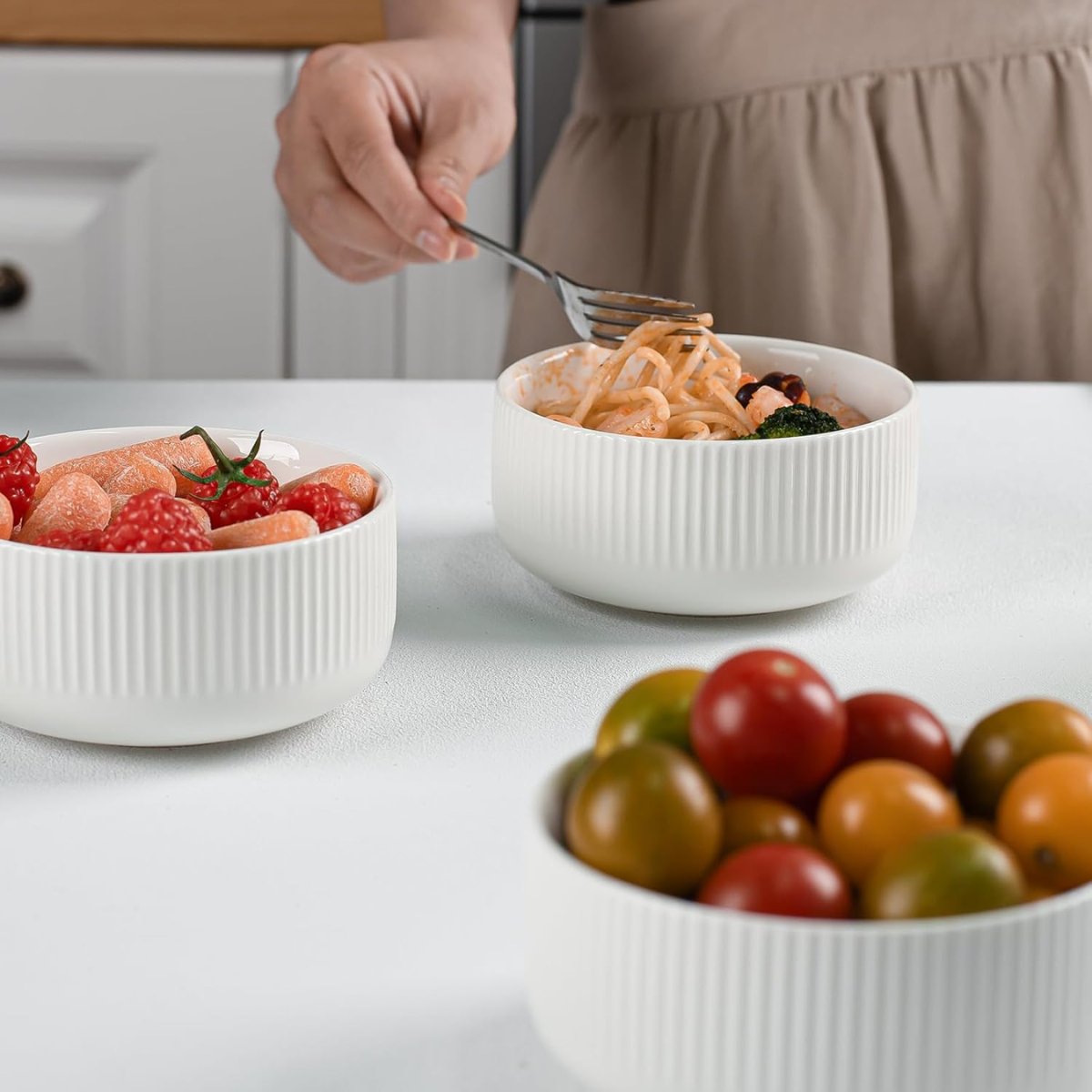 Set Picoteo Tabla + 3 Bowls Pocillos Blancos Para Servir-3